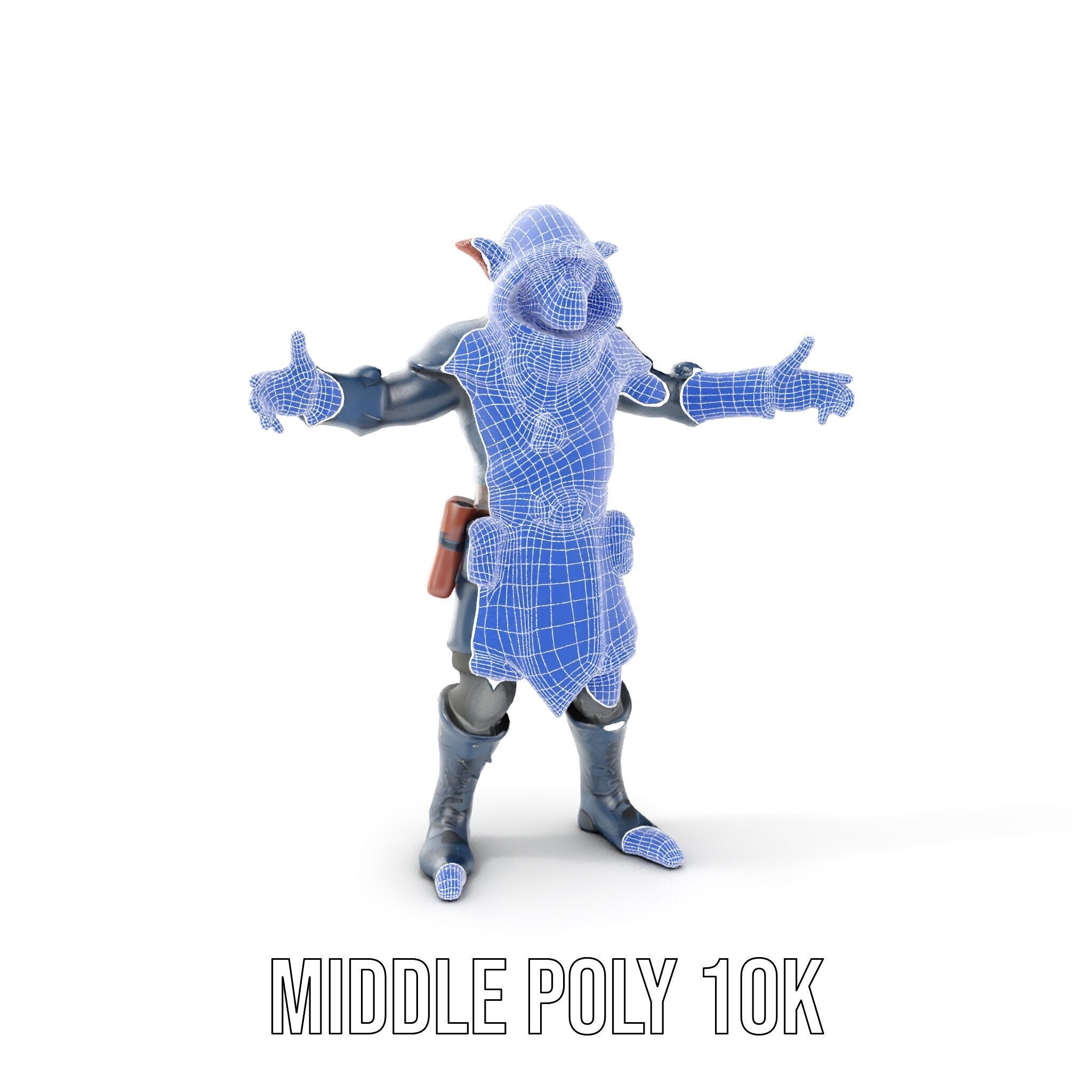 Rigged and Animated Hooded Goblin Warrior D Character Model Low-poly 3D model_19