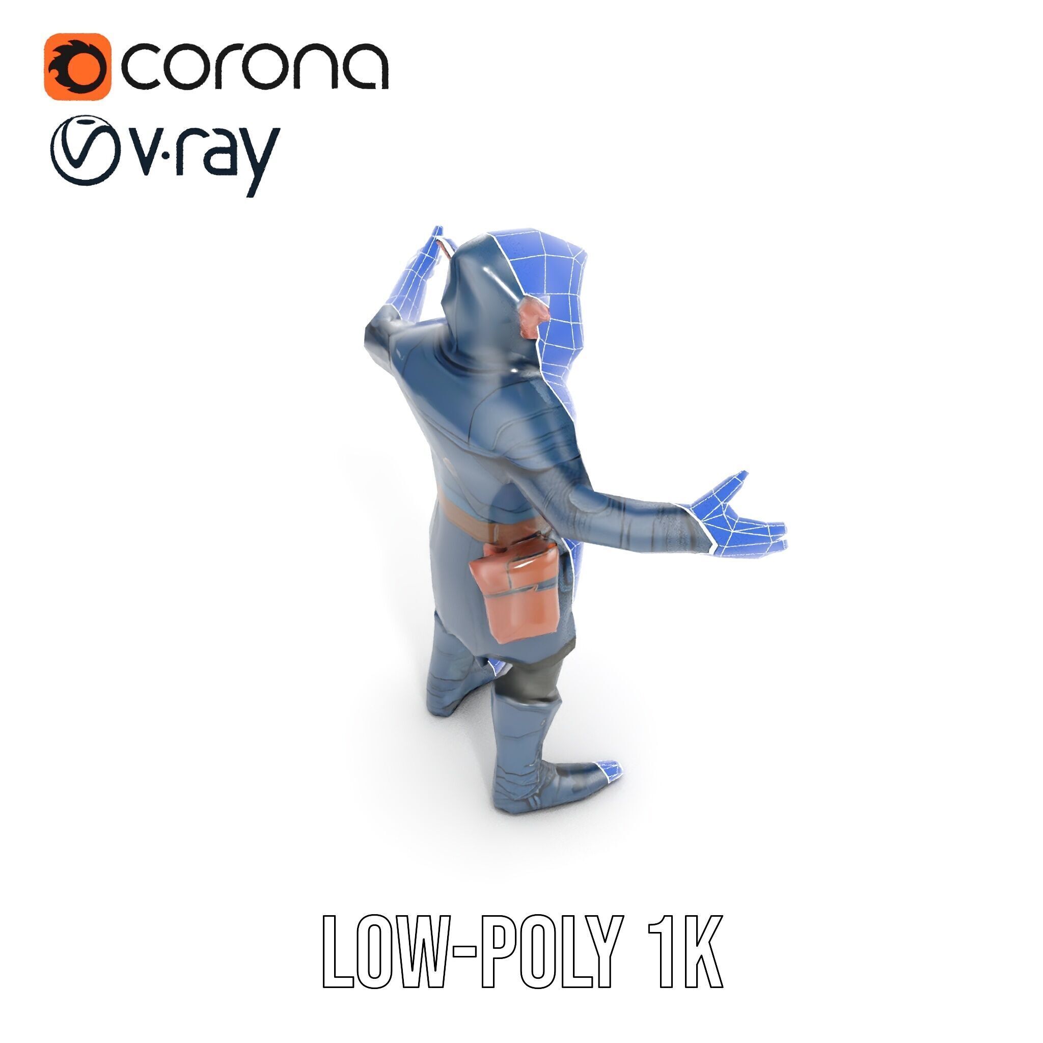 Rigged and Animated Hooded Goblin Warrior D Character Model Low-poly 3D model_18