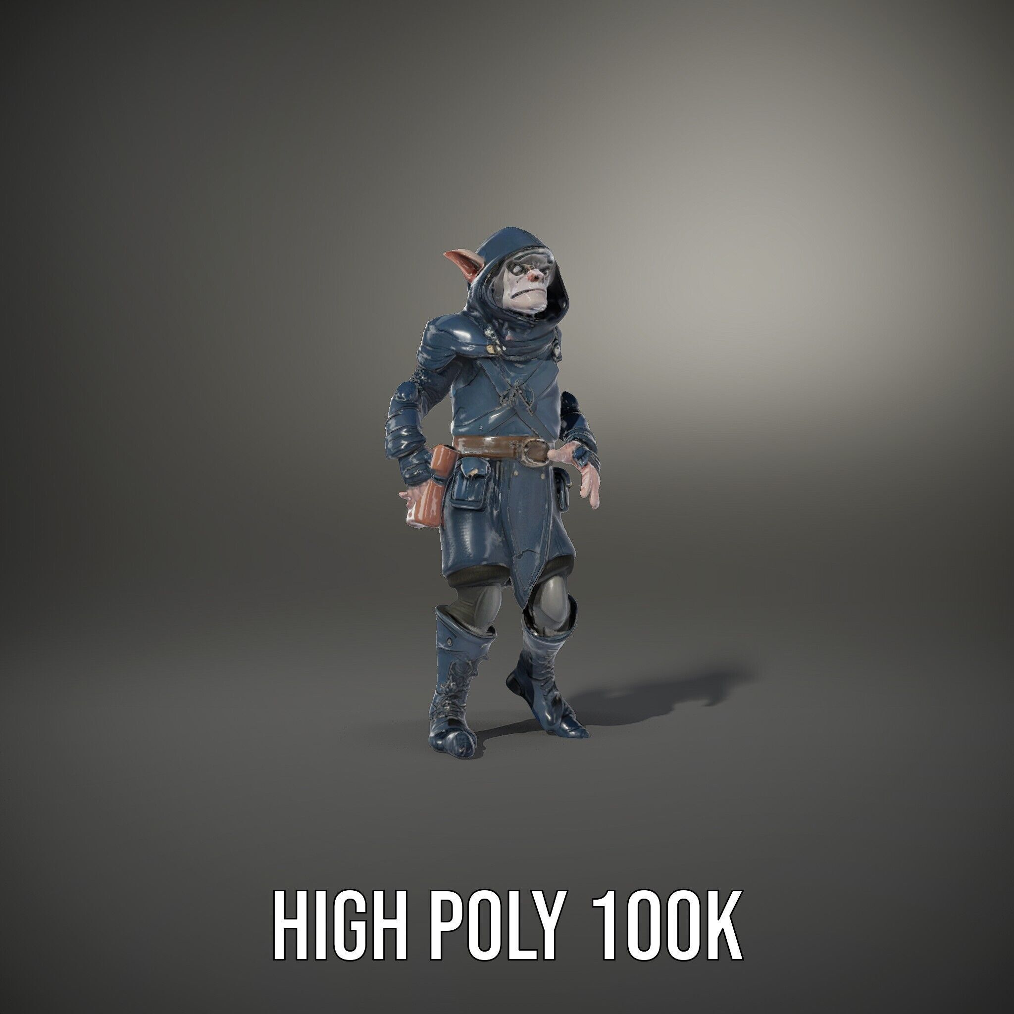 Rigged and Animated Hooded Goblin Warrior D Character Model Low-poly 3D model_14