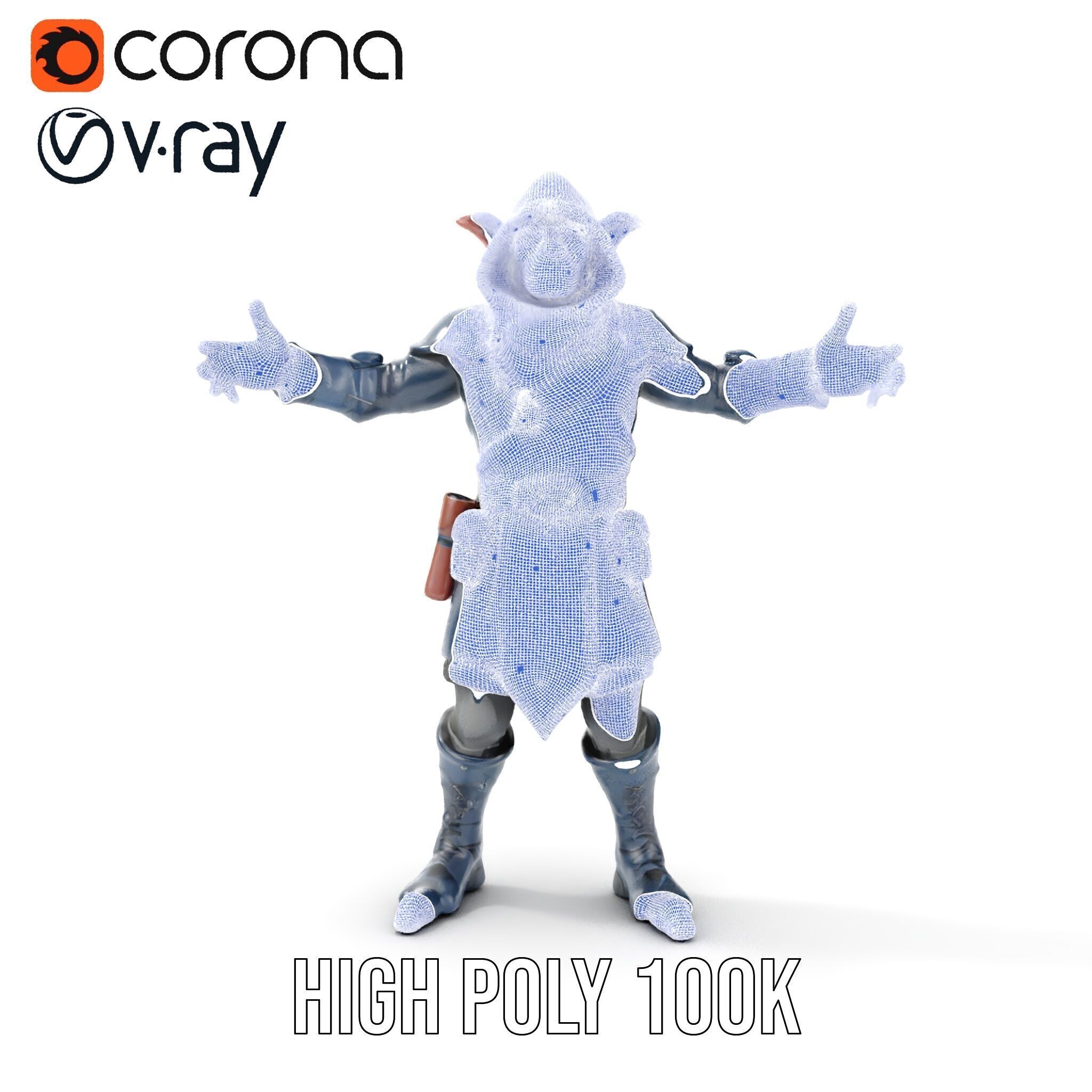 Rigged and Animated Hooded Goblin Warrior D Character Model Low-poly 3D model_37