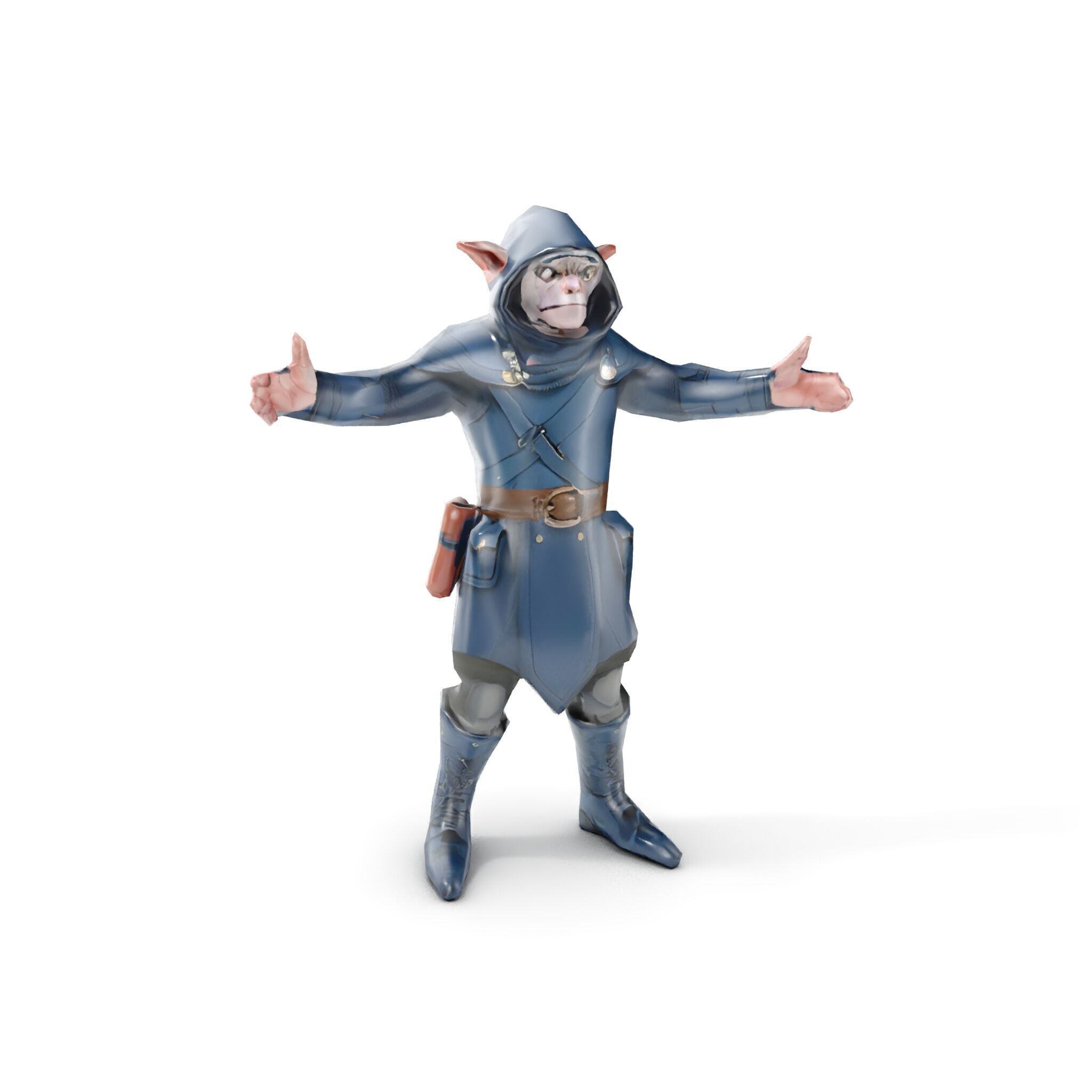 Rigged and Animated Hooded Goblin Warrior D Character Model Low-poly 3D model_10