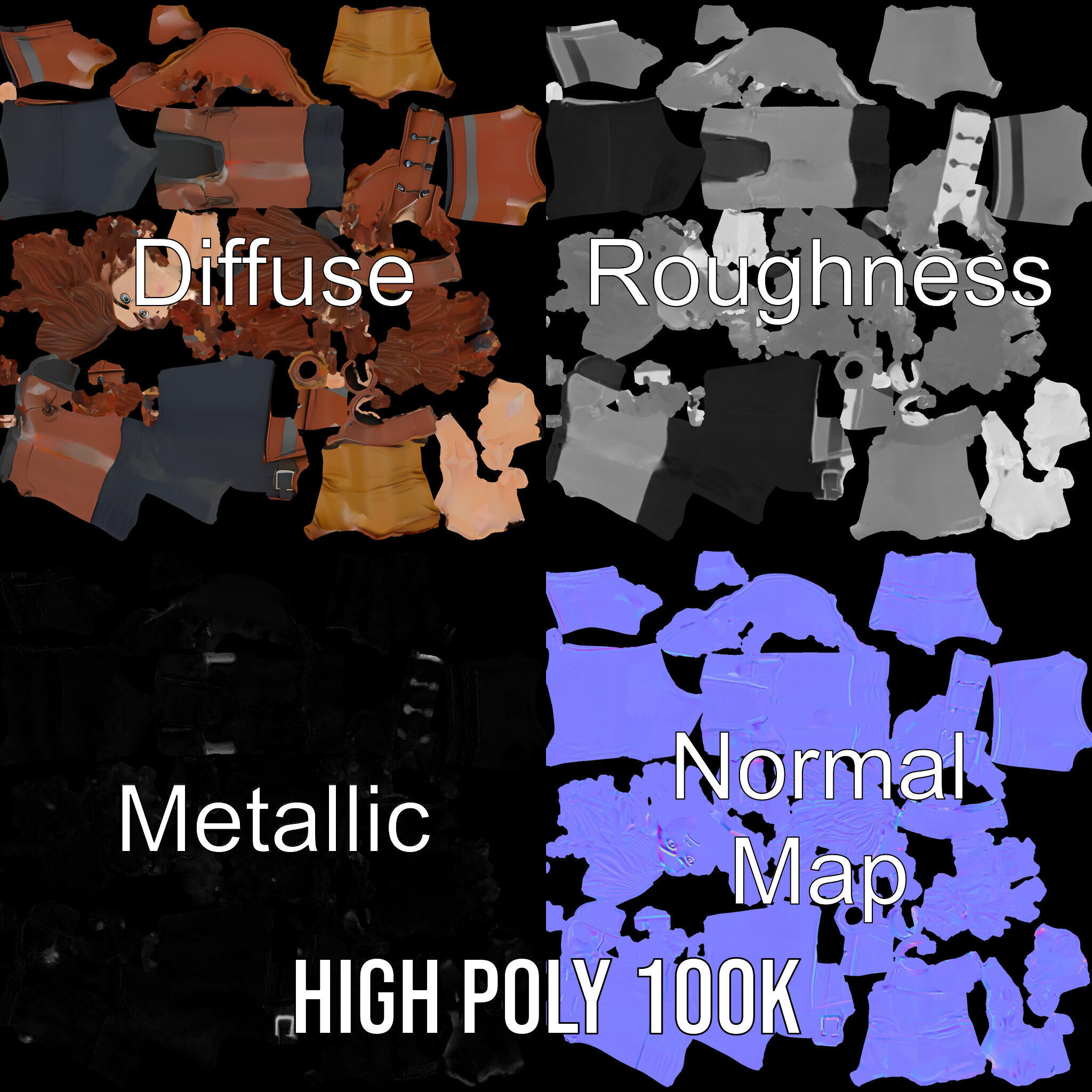 Young Adventurer Character Rigged and Animated Low-poly 3D model_3