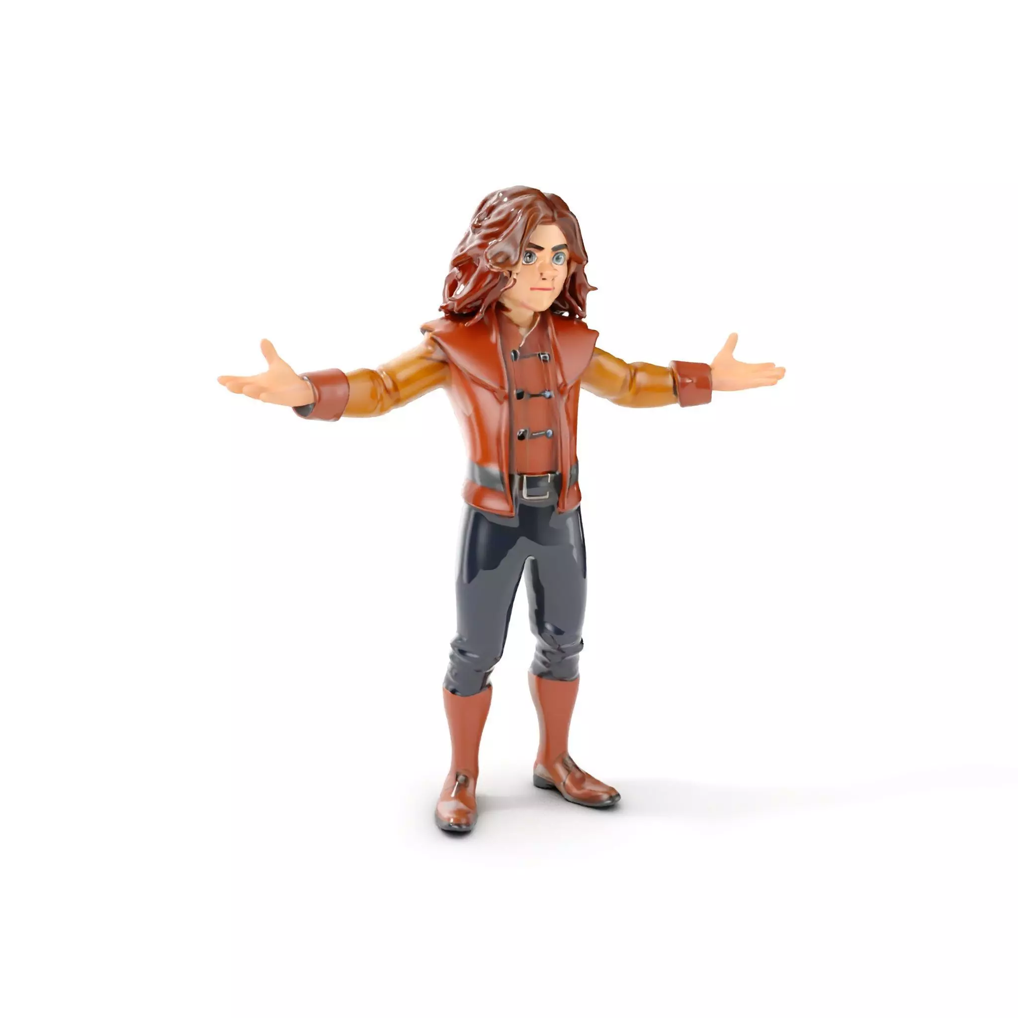 Young Adventurer Character Rigged and Animated Low-poly 3D model_0