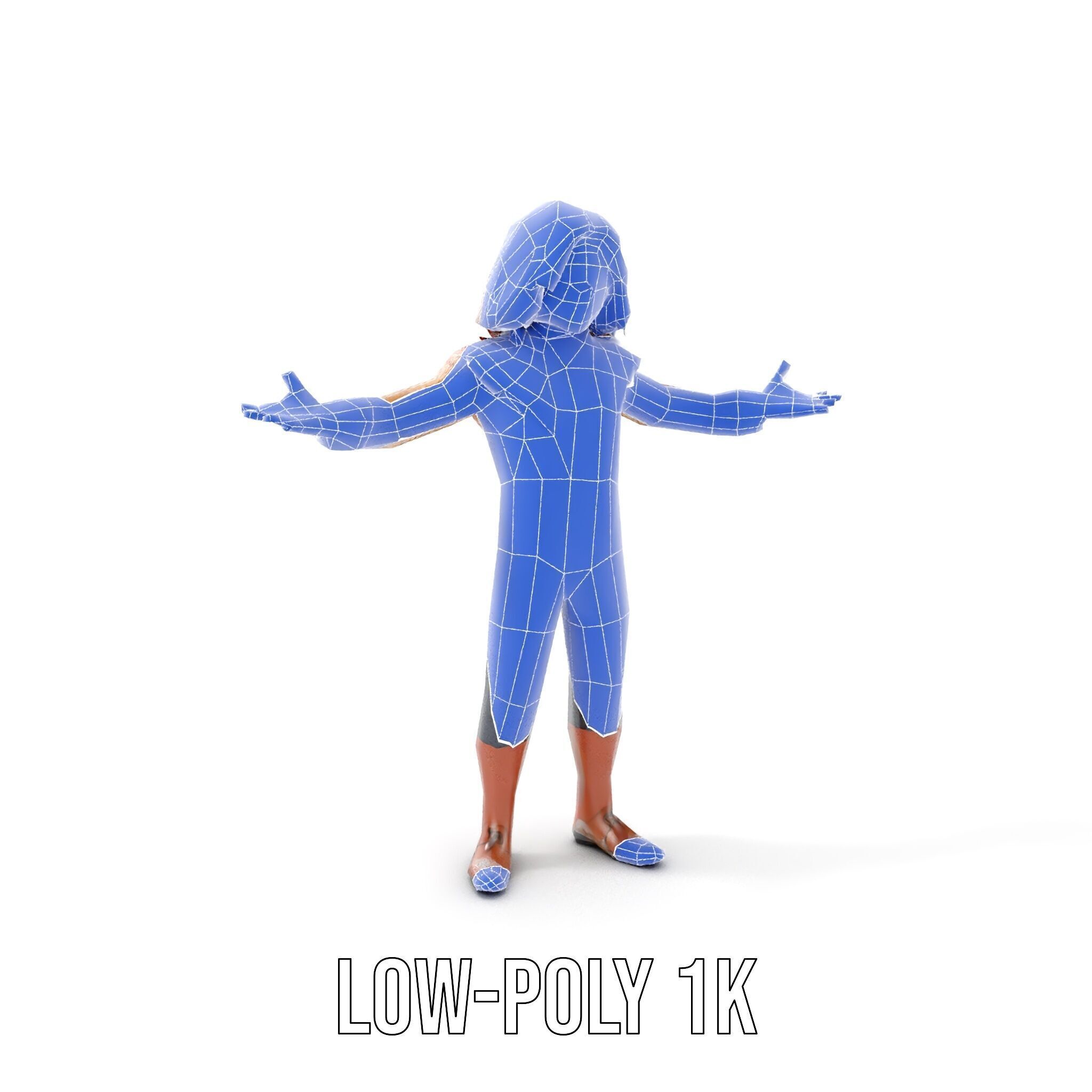 Young Adventurer Character Rigged and Animated Low-poly 3D model_13