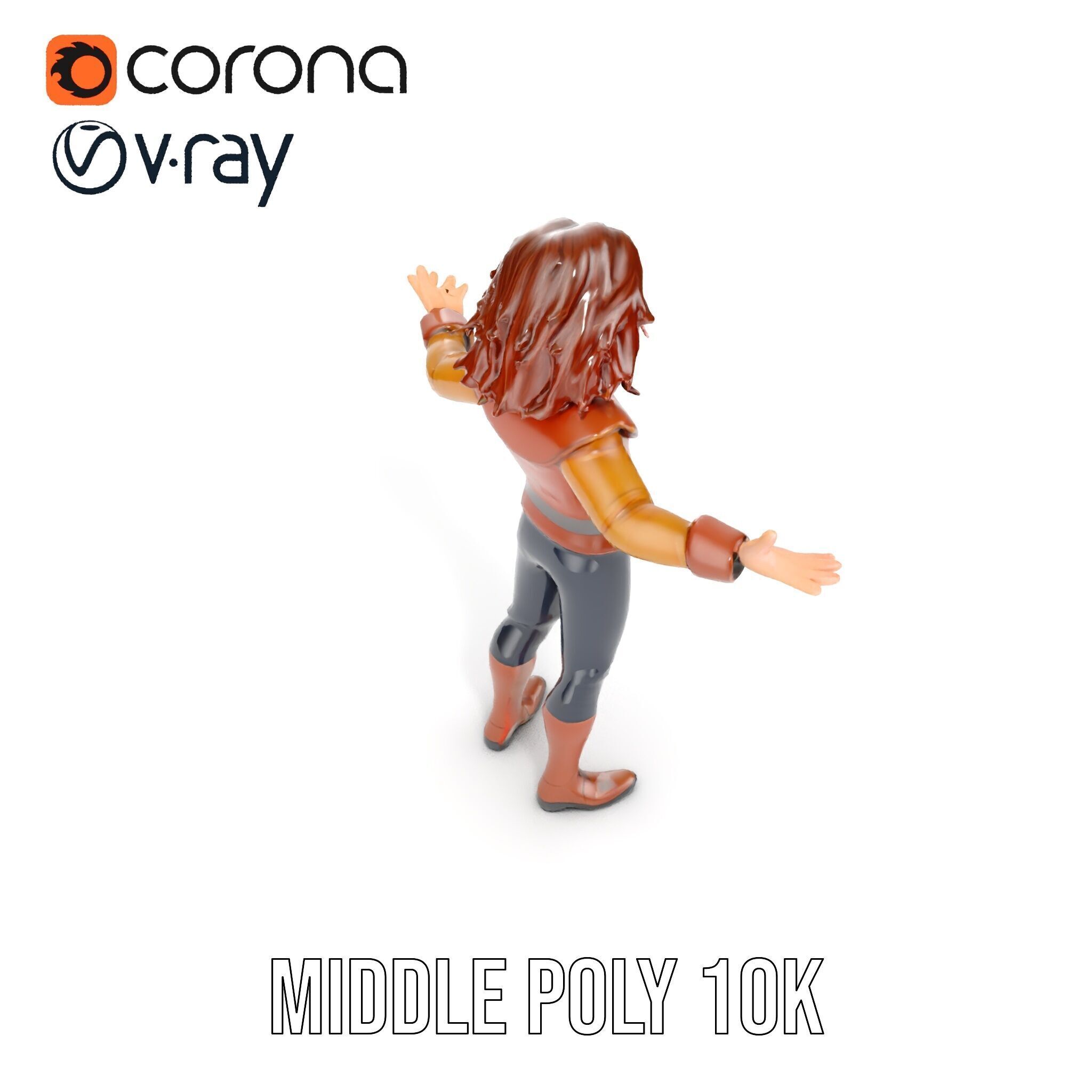 Young Adventurer Character Rigged and Animated Low-poly 3D model_28