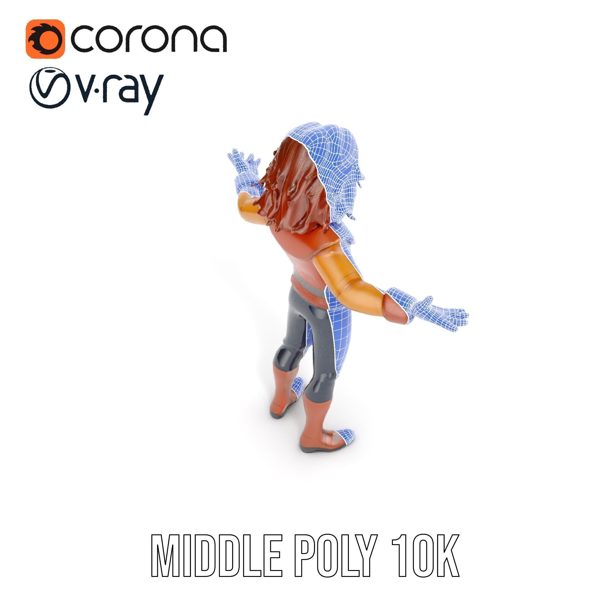 Young Adventurer Character Rigged and Animated Low-poly 3D model_20