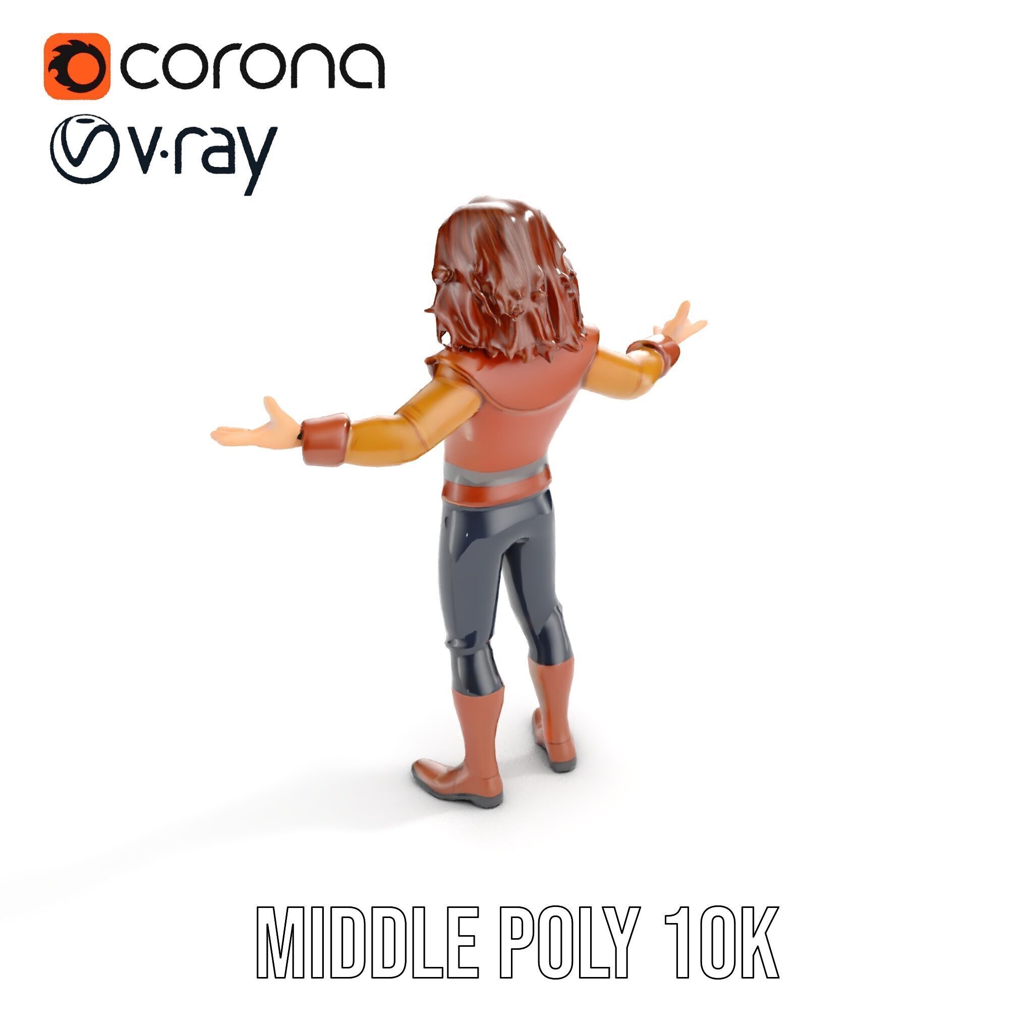 Young Adventurer Character Rigged and Animated Low-poly 3D model_15