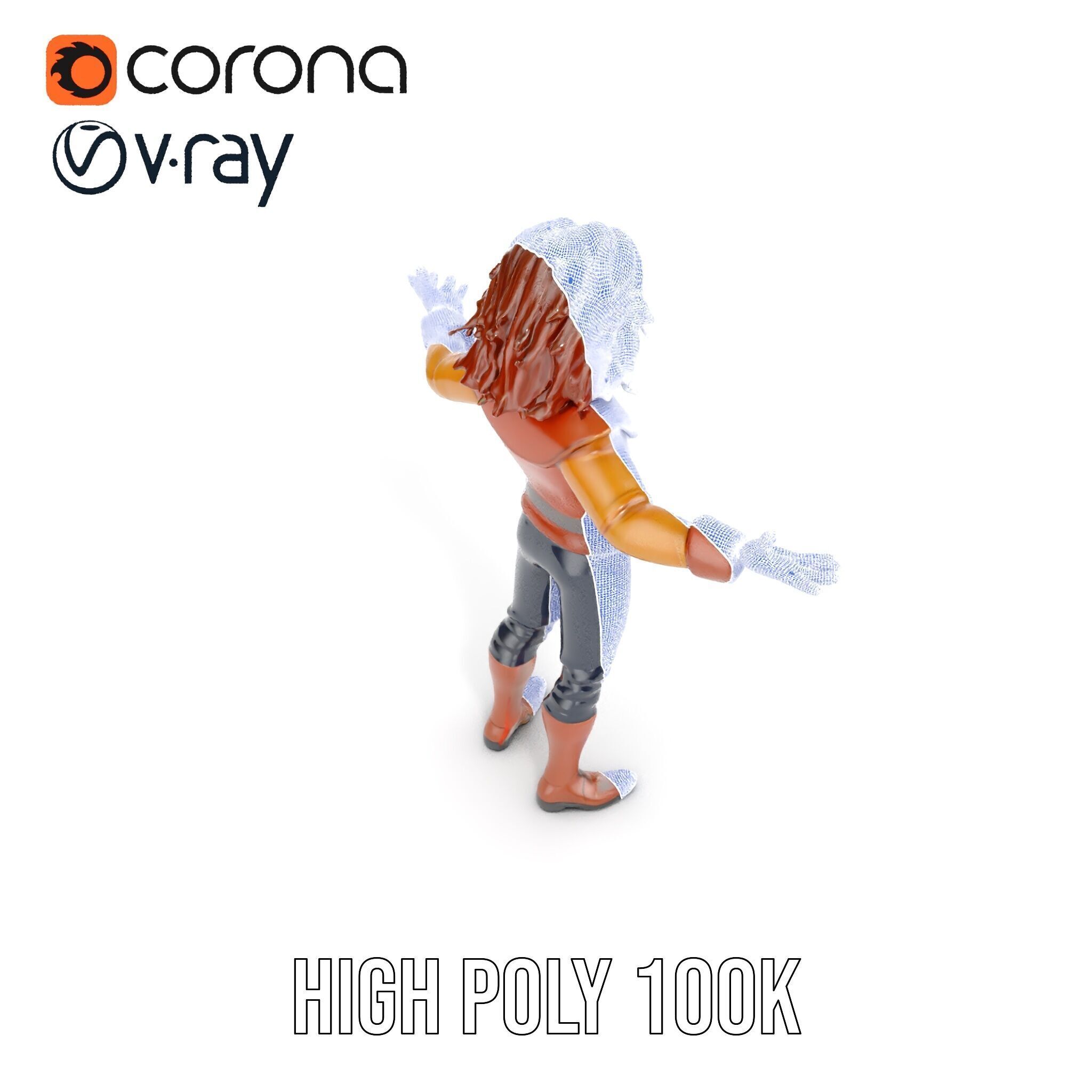 Young Adventurer Character Rigged and Animated Low-poly 3D model_33