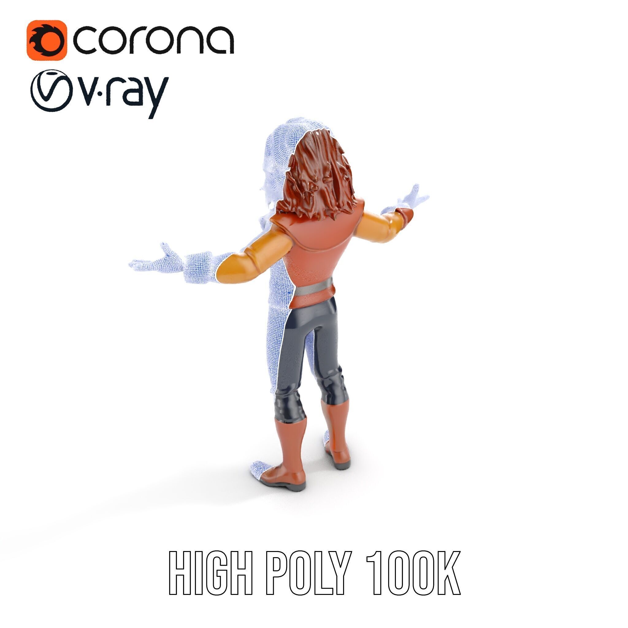 Young Adventurer Character Rigged and Animated Low-poly 3D model_40