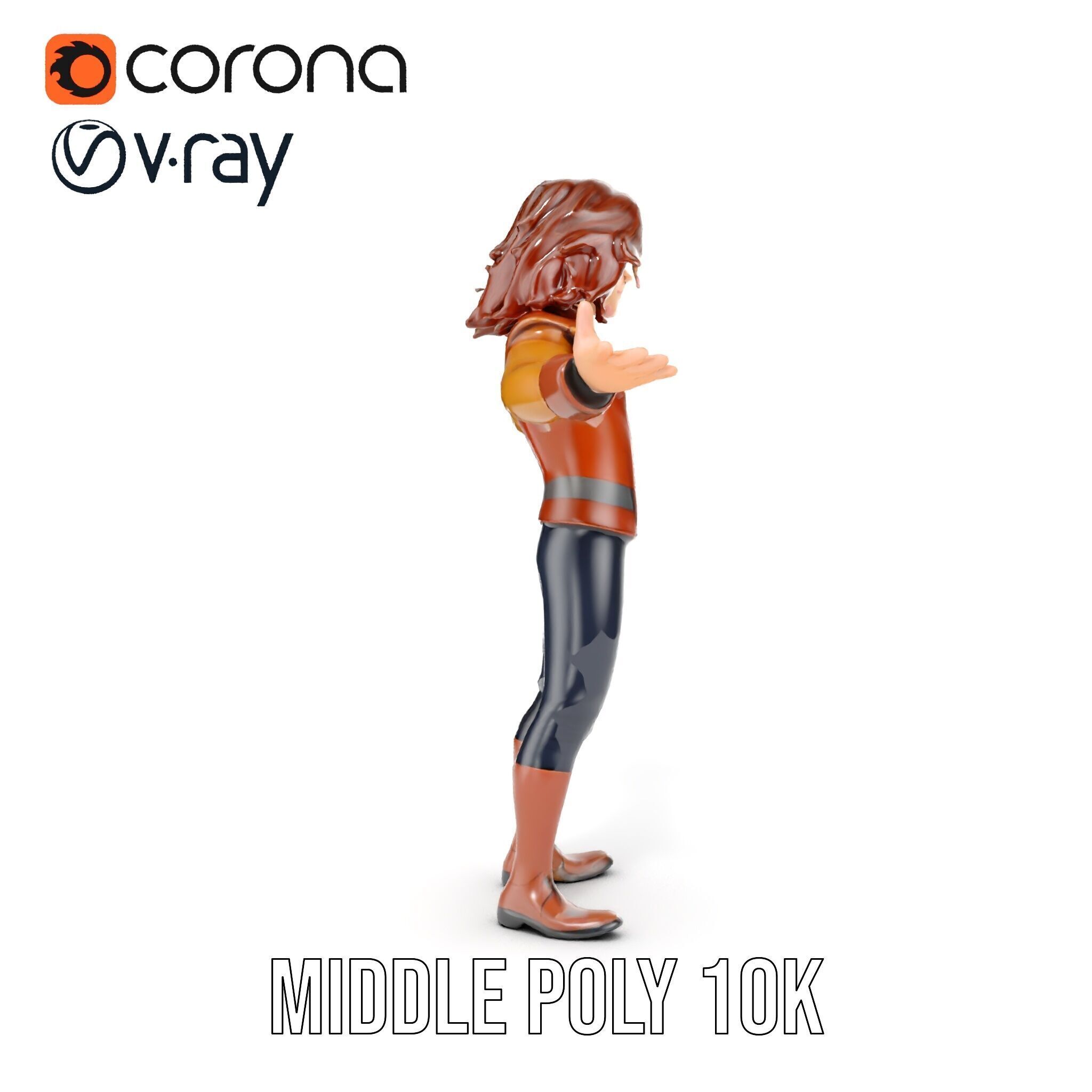 Young Adventurer Character Rigged and Animated Low-poly 3D model_17