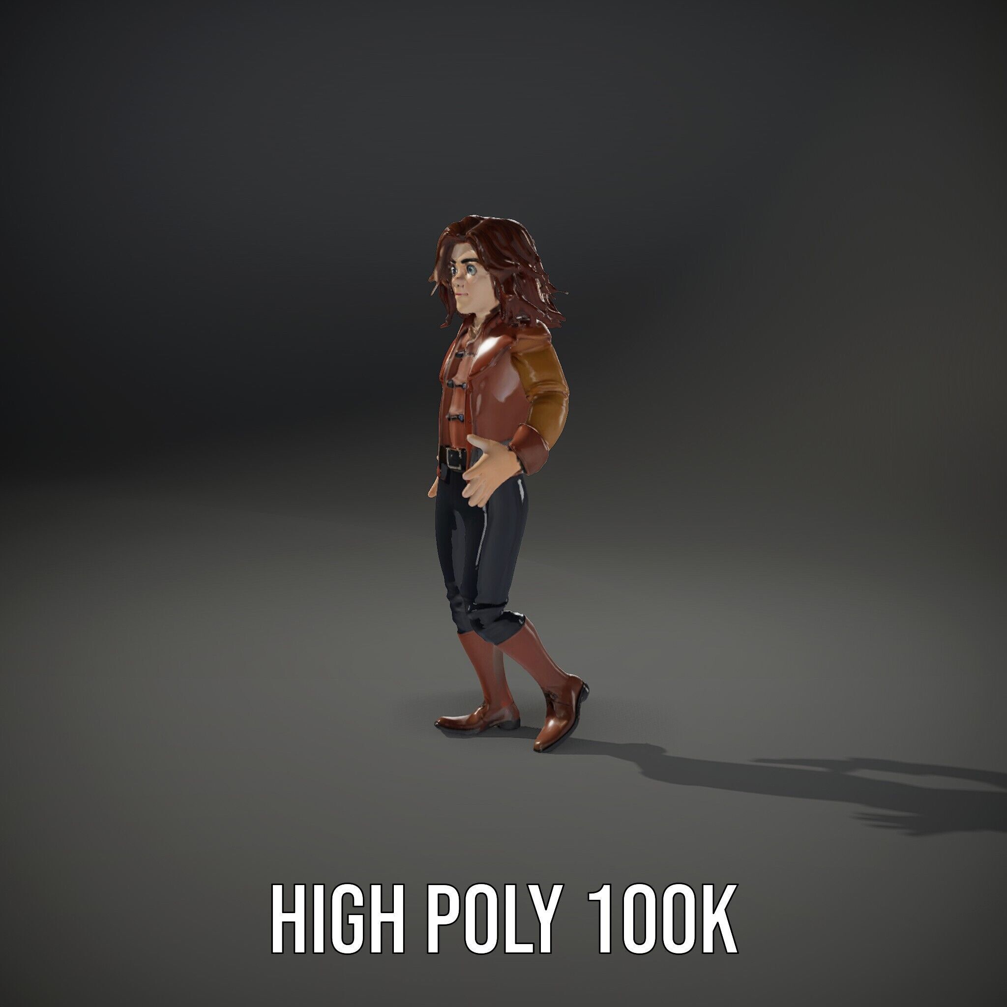 Young Adventurer Character Rigged and Animated Low-poly 3D model_14