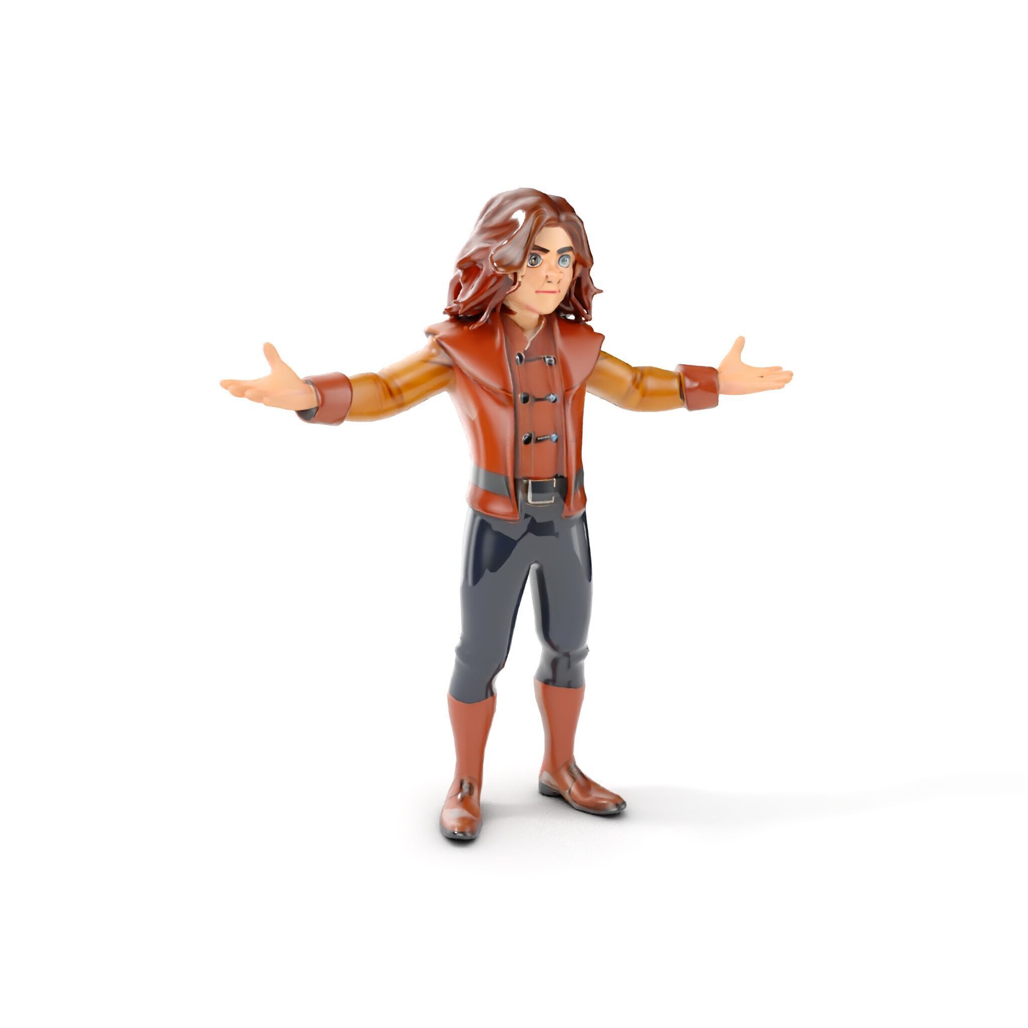 Young Adventurer Character Rigged and Animated Low-poly 3D model_12