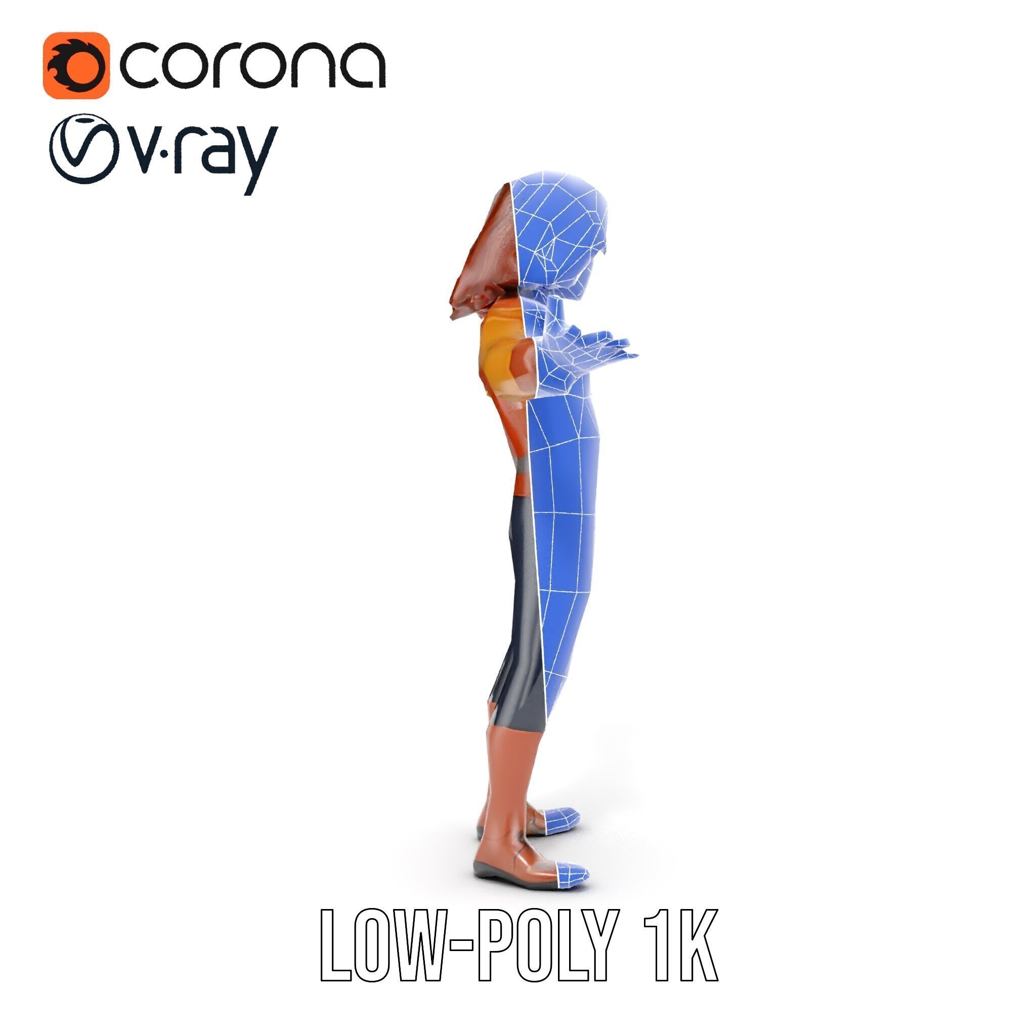 Young Adventurer Character Rigged and Animated Low-poly 3D model_32