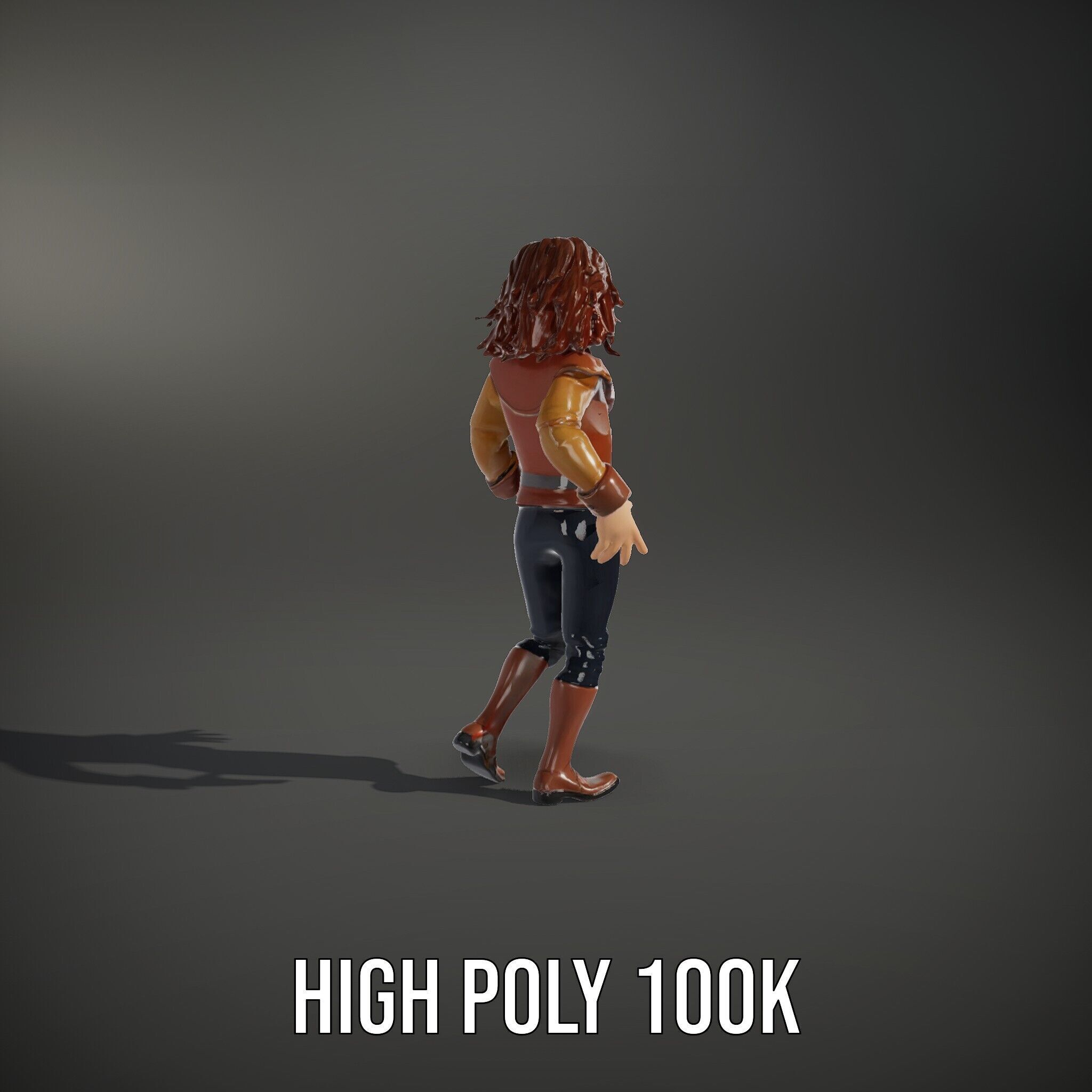 Young Adventurer Character Rigged and Animated Low-poly 3D model_11
