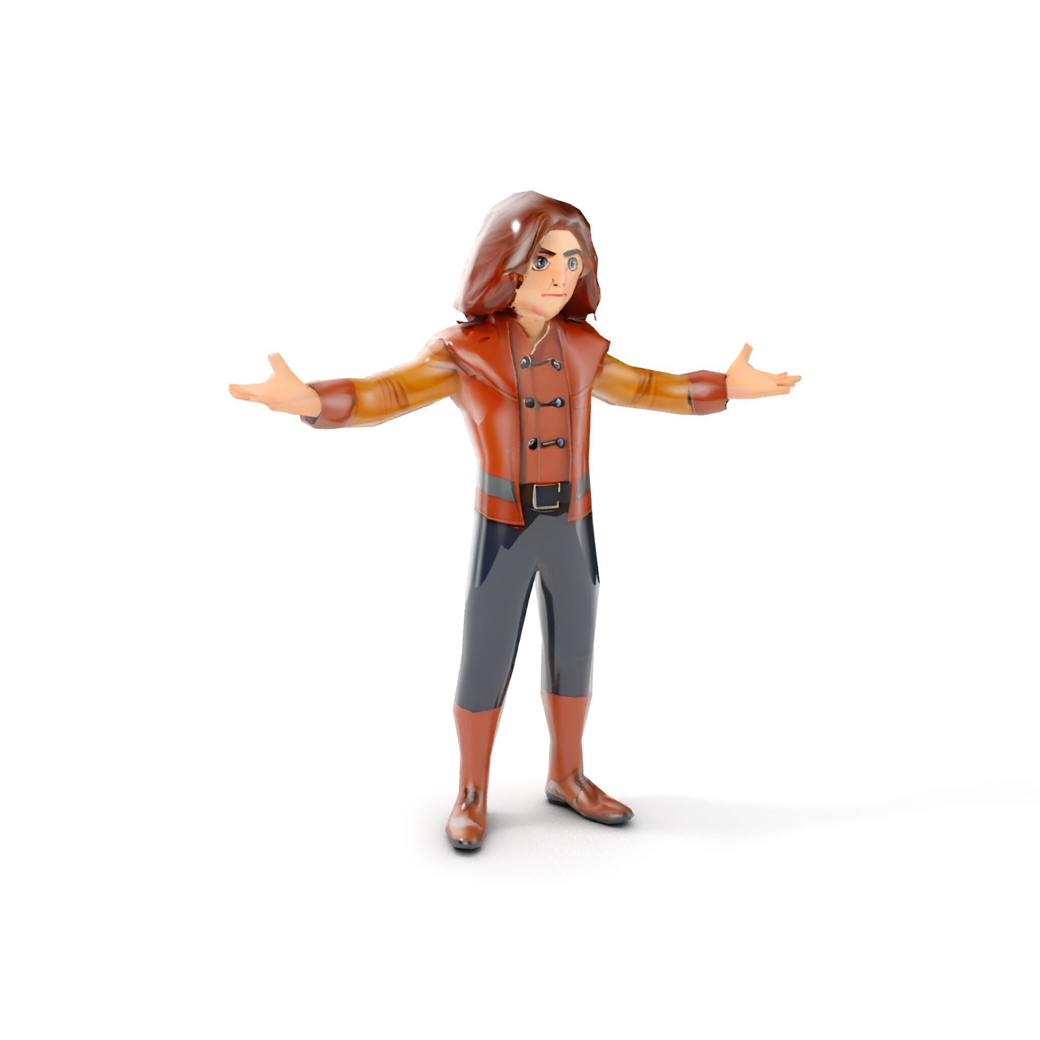 Young Adventurer Character Rigged and Animated Low-poly 3D model_21