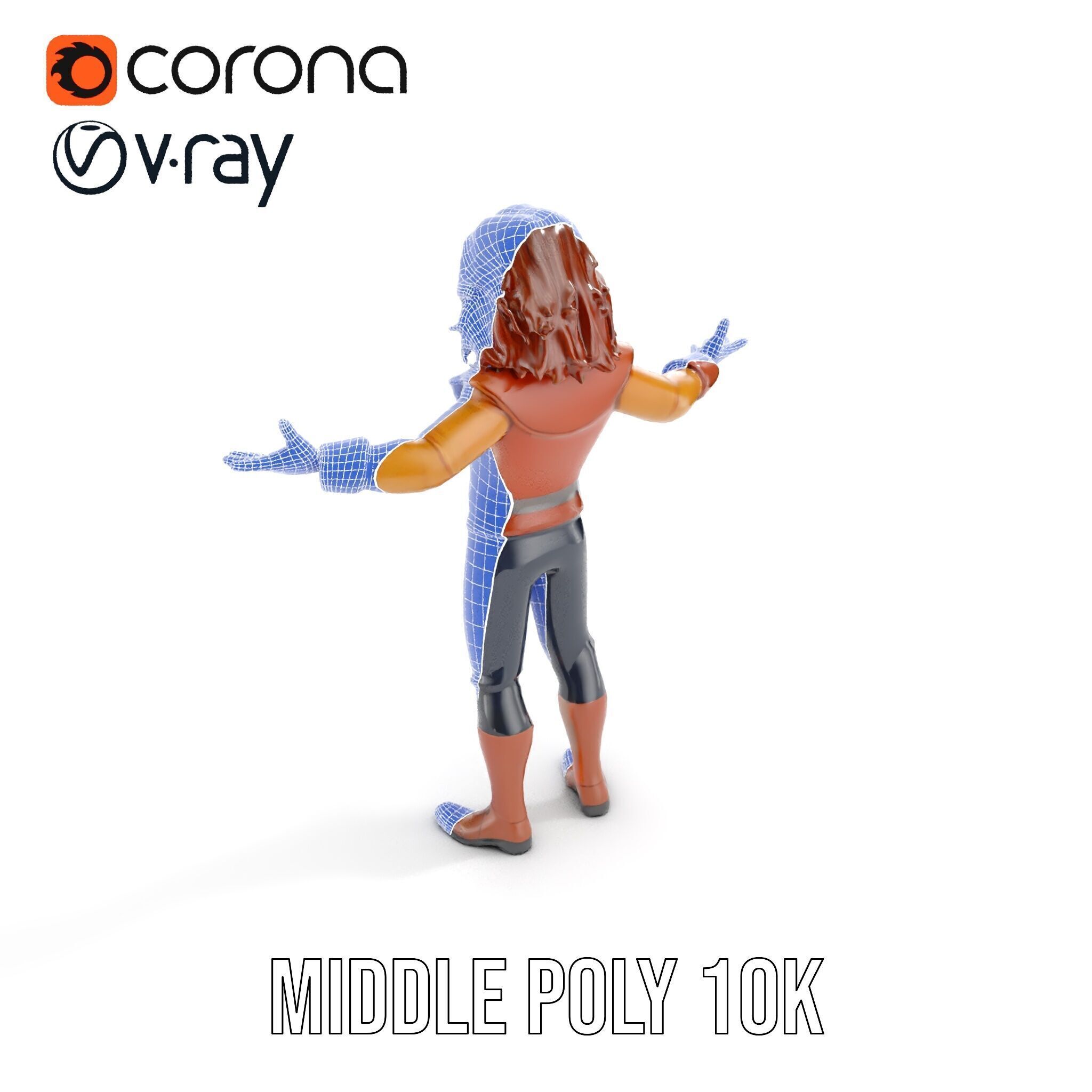 Young Adventurer Character Rigged and Animated Low-poly 3D model_31