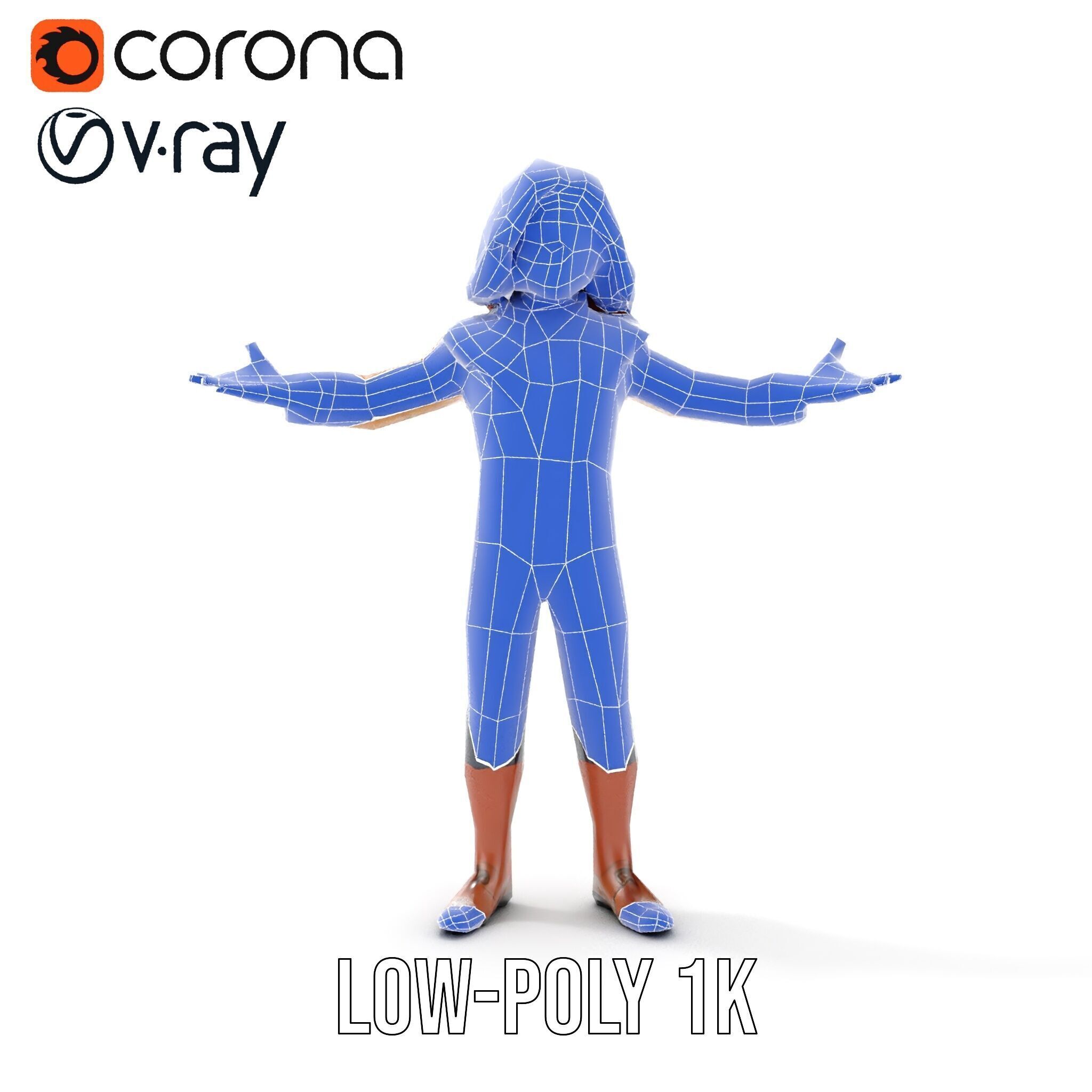 Young Adventurer Character Rigged and Animated Low-poly 3D model_29