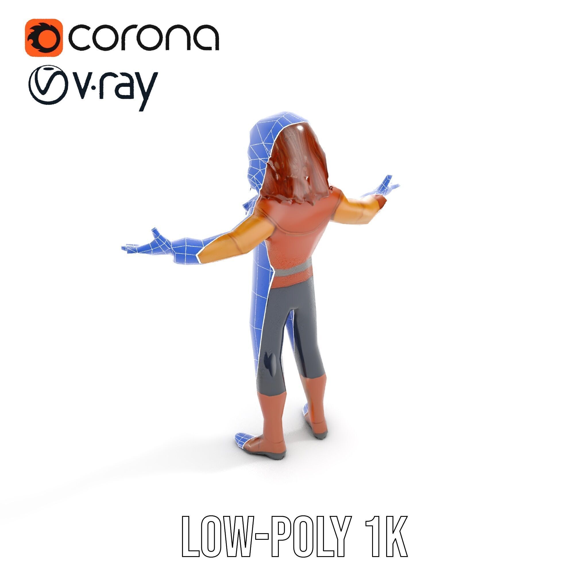 Young Adventurer Character Rigged and Animated Low-poly 3D model_16