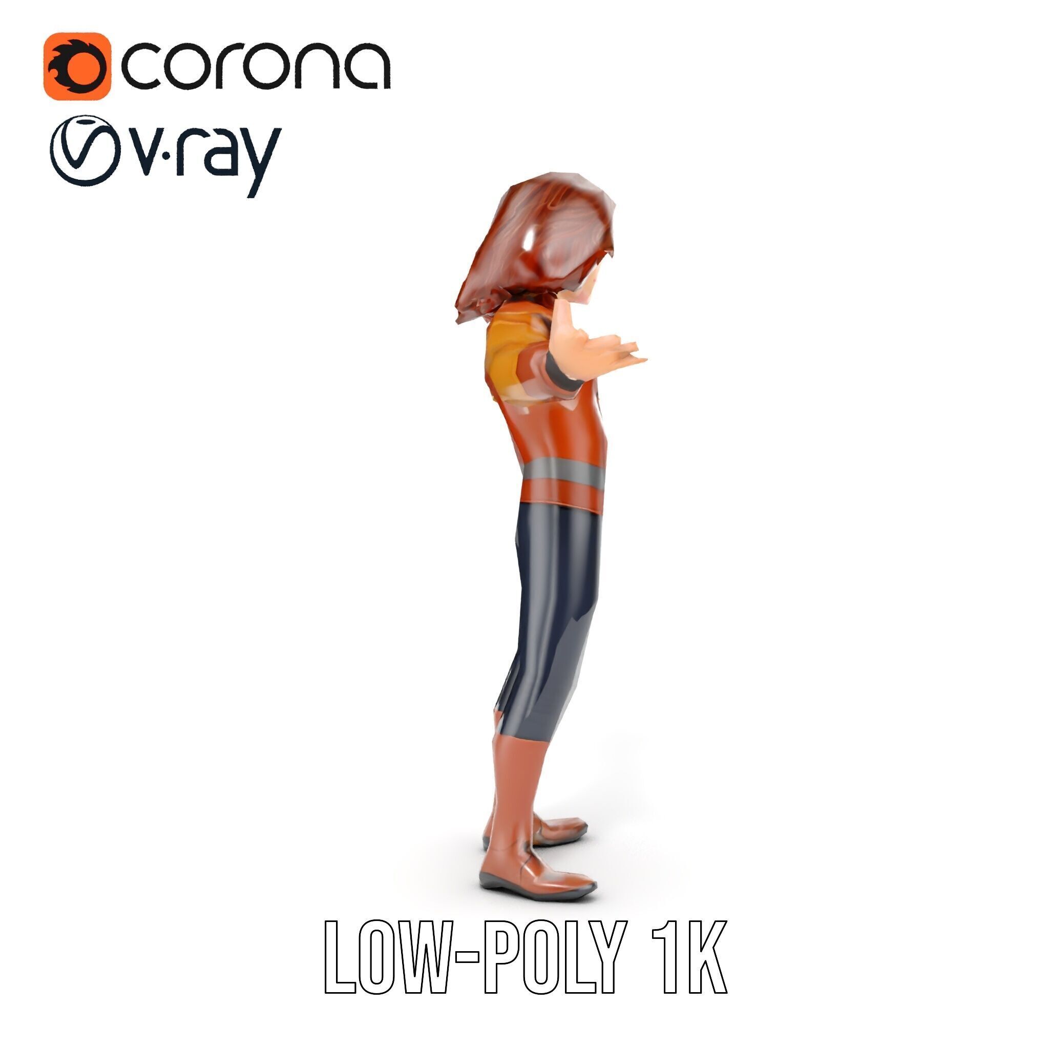 Young Adventurer Character Rigged and Animated Low-poly 3D model_18