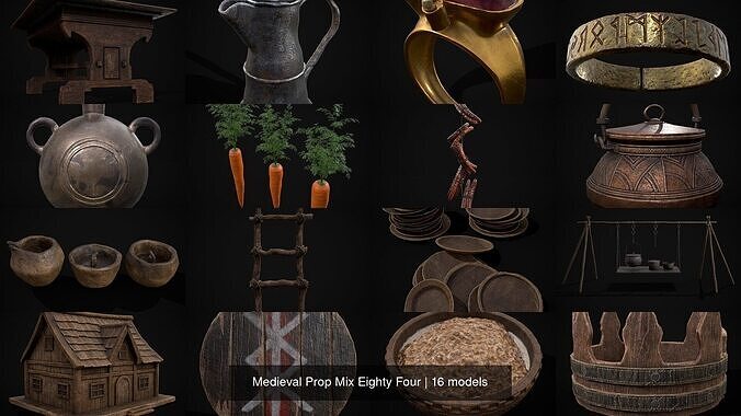 Medieval Prop Mix Eighty Four 3D Model Collection