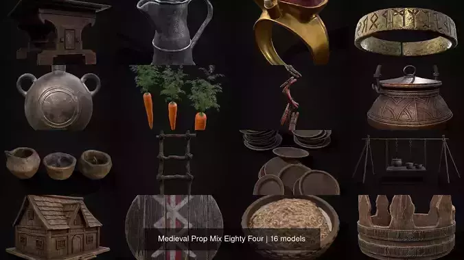 Medieval Prop Mix Eighty Four 3D Model Collection