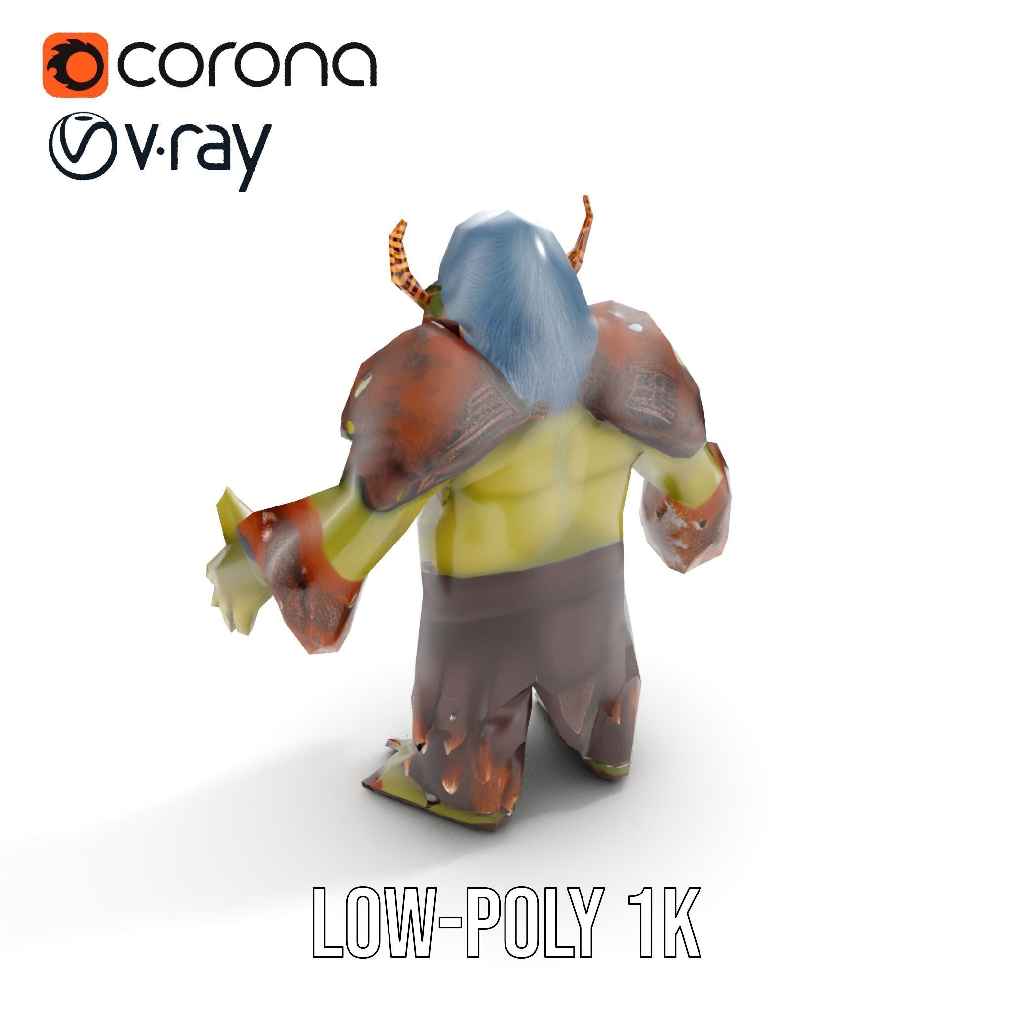 Elder Orc Warrior Rigged and Animated D Character Model Low-poly 3D model_16