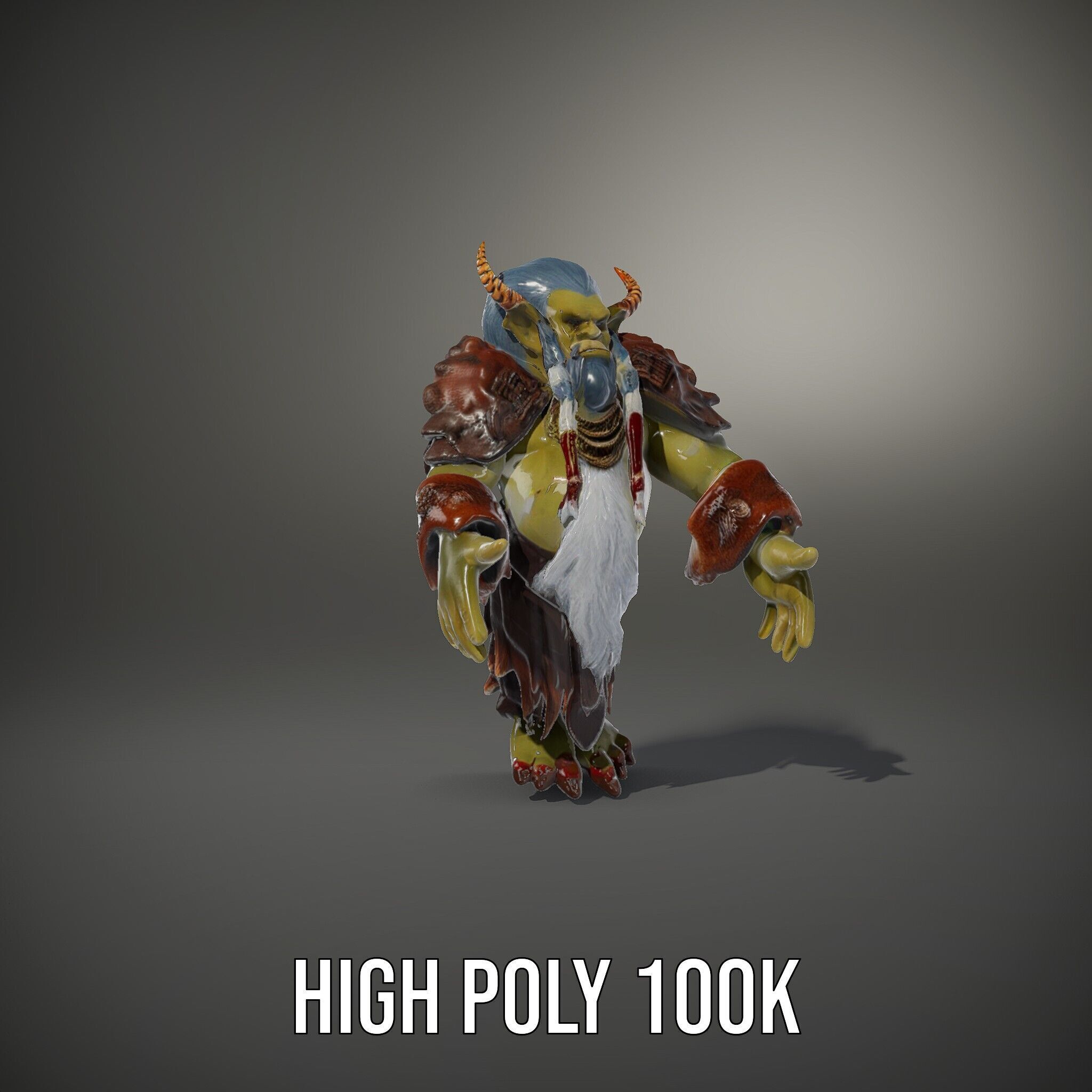 Elder Orc Warrior Rigged and Animated D Character Model Low-poly 3D model_8