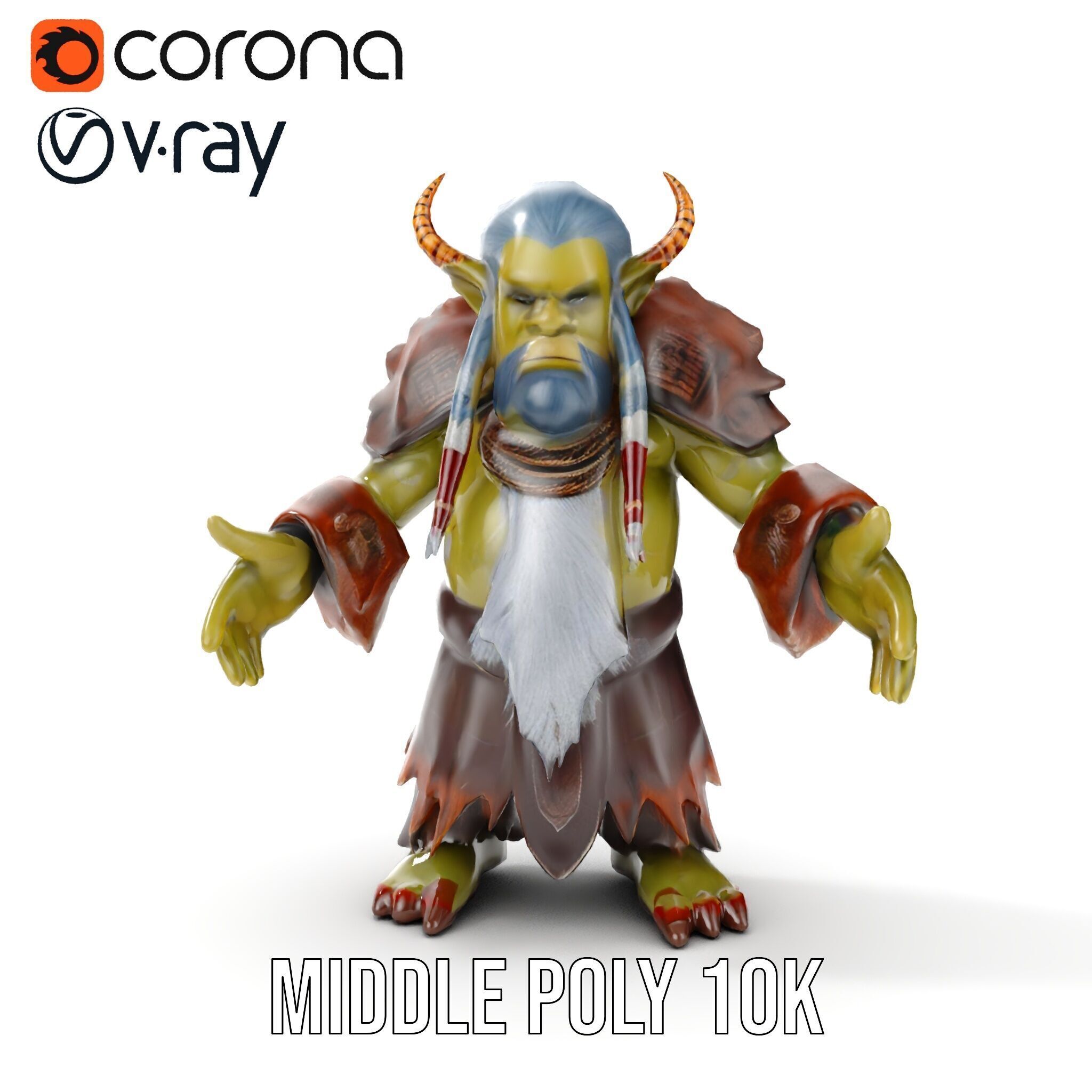 Elder Orc Warrior Rigged and Animated D Character Model Low-poly 3D model_17