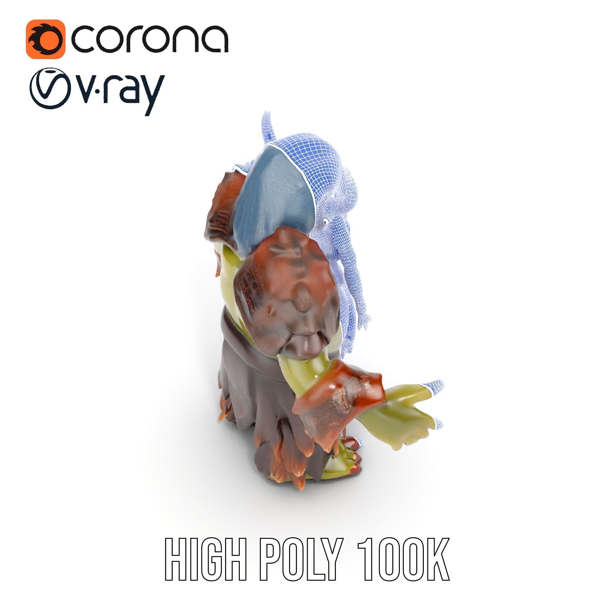 Elder Orc Warrior Rigged and Animated D Character Model Low-poly 3D model_27