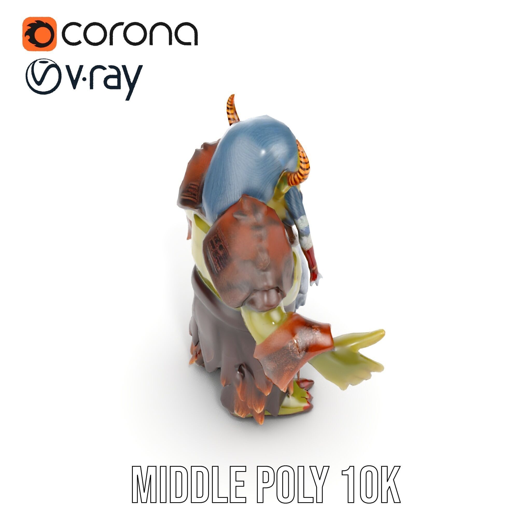 Elder Orc Warrior Rigged and Animated D Character Model Low-poly 3D model_22