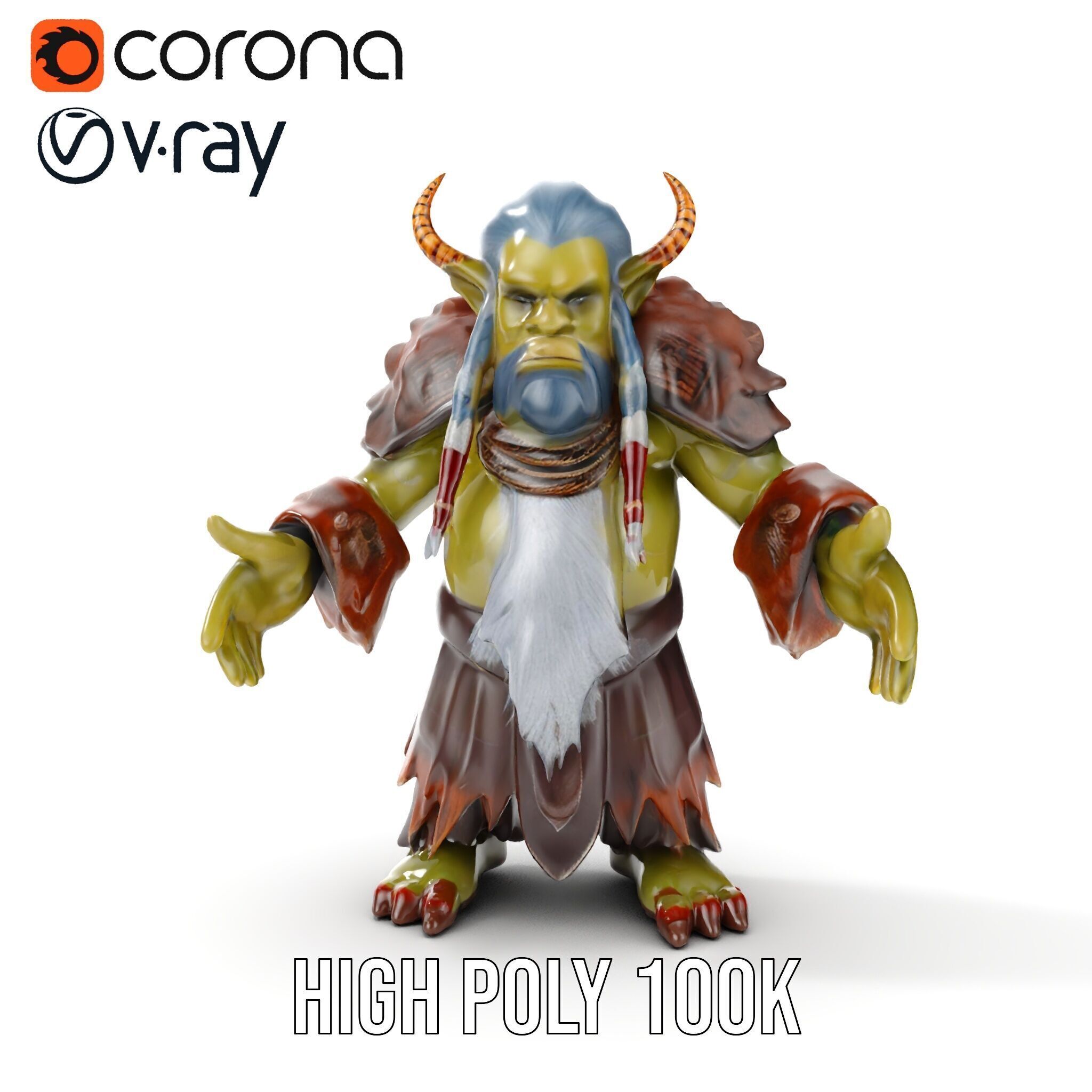 Elder Orc Warrior Rigged and Animated D Character Model Low-poly 3D model_21