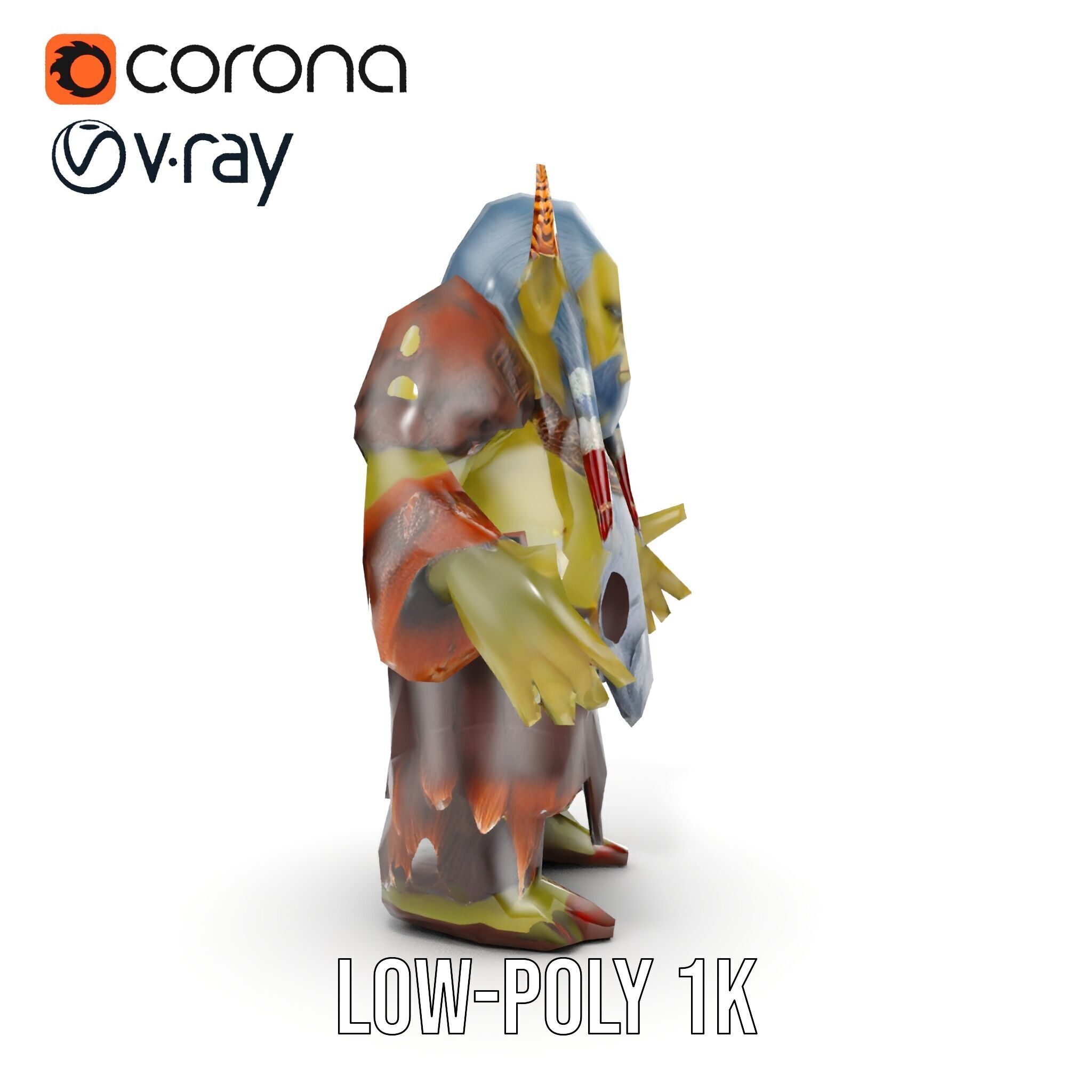 Elder Orc Warrior Rigged and Animated D Character Model Low-poly 3D model_7