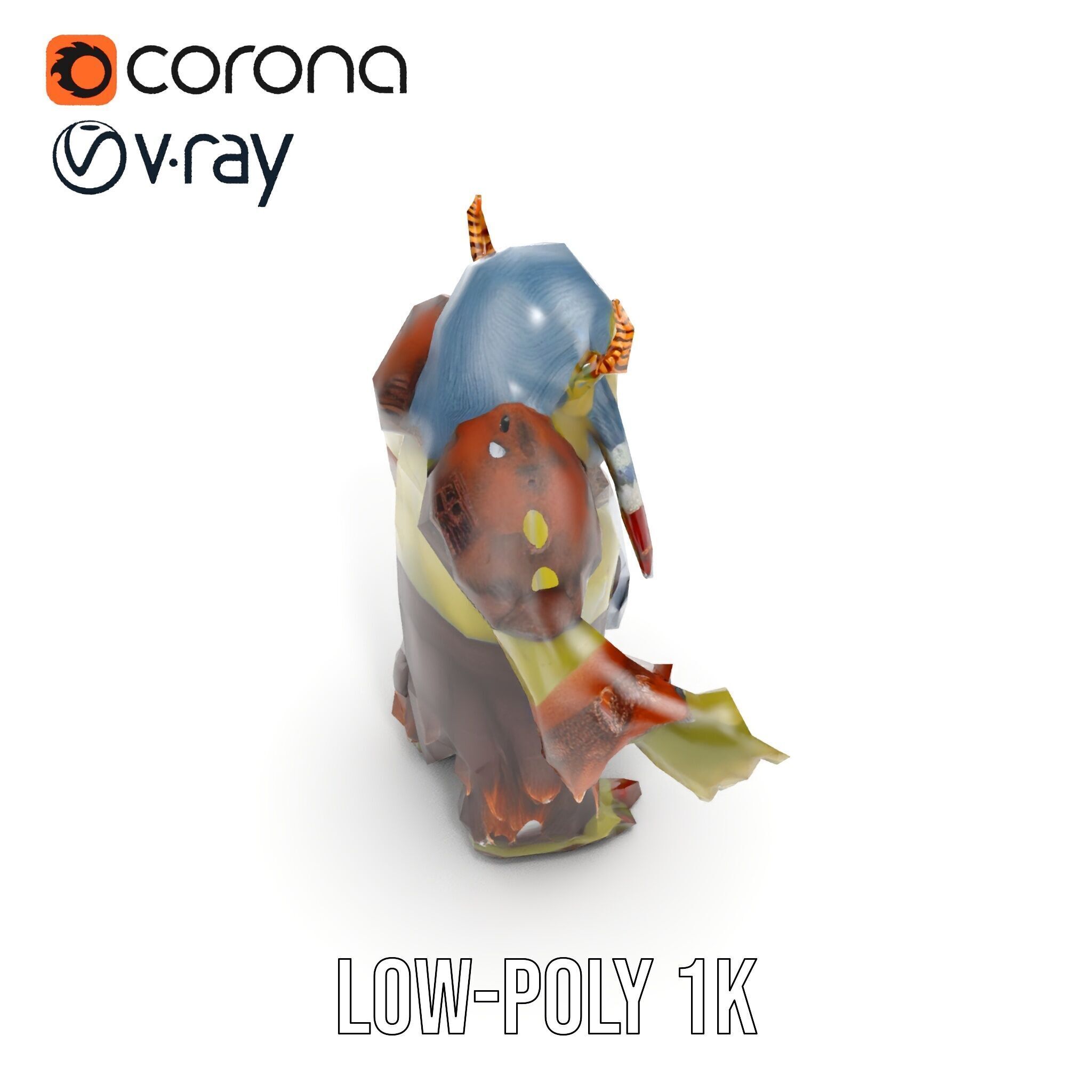 Elder Orc Warrior Rigged and Animated D Character Model Low-poly 3D model_26