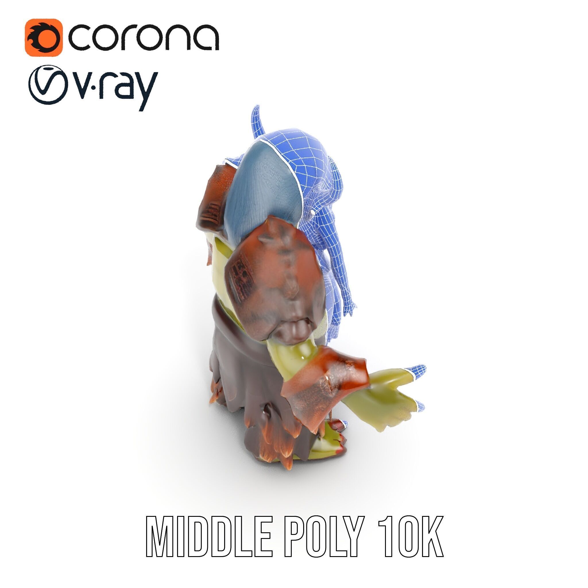 Elder Orc Warrior Rigged and Animated D Character Model Low-poly 3D model_36