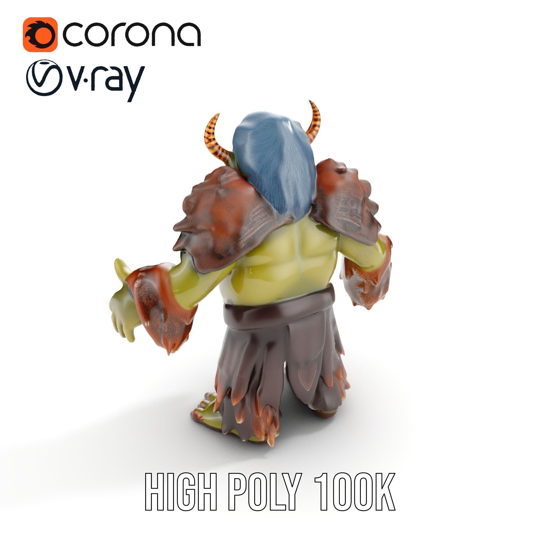 Elder Orc Warrior Rigged and Animated D Character Model Low-poly 3D model_24