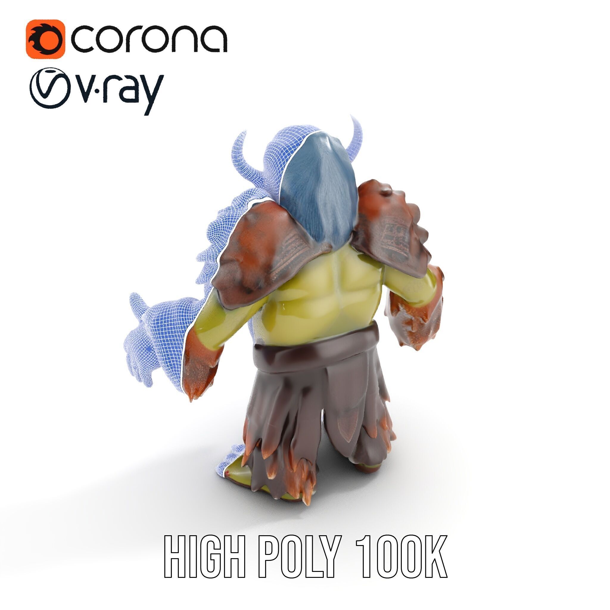 Elder Orc Warrior Rigged and Animated D Character Model Low-poly 3D model_37