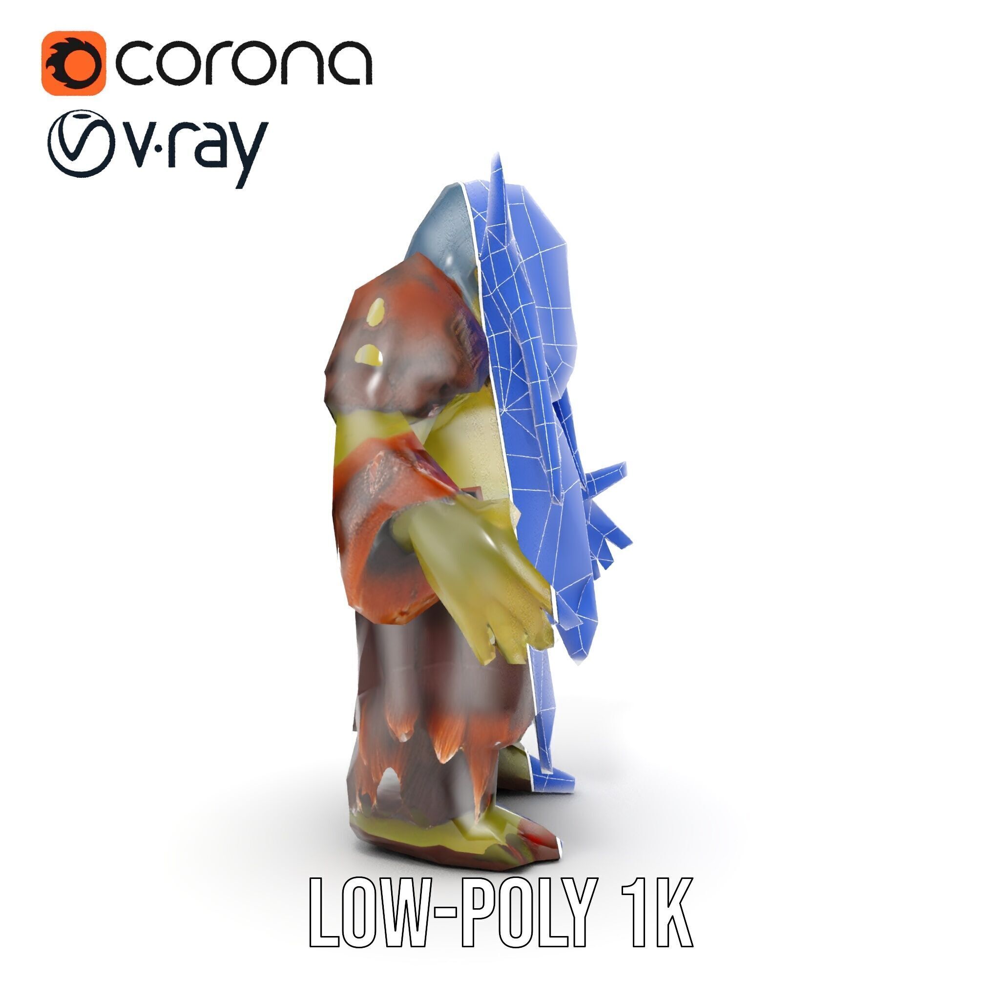 Elder Orc Warrior Rigged and Animated D Character Model Low-poly 3D model_31