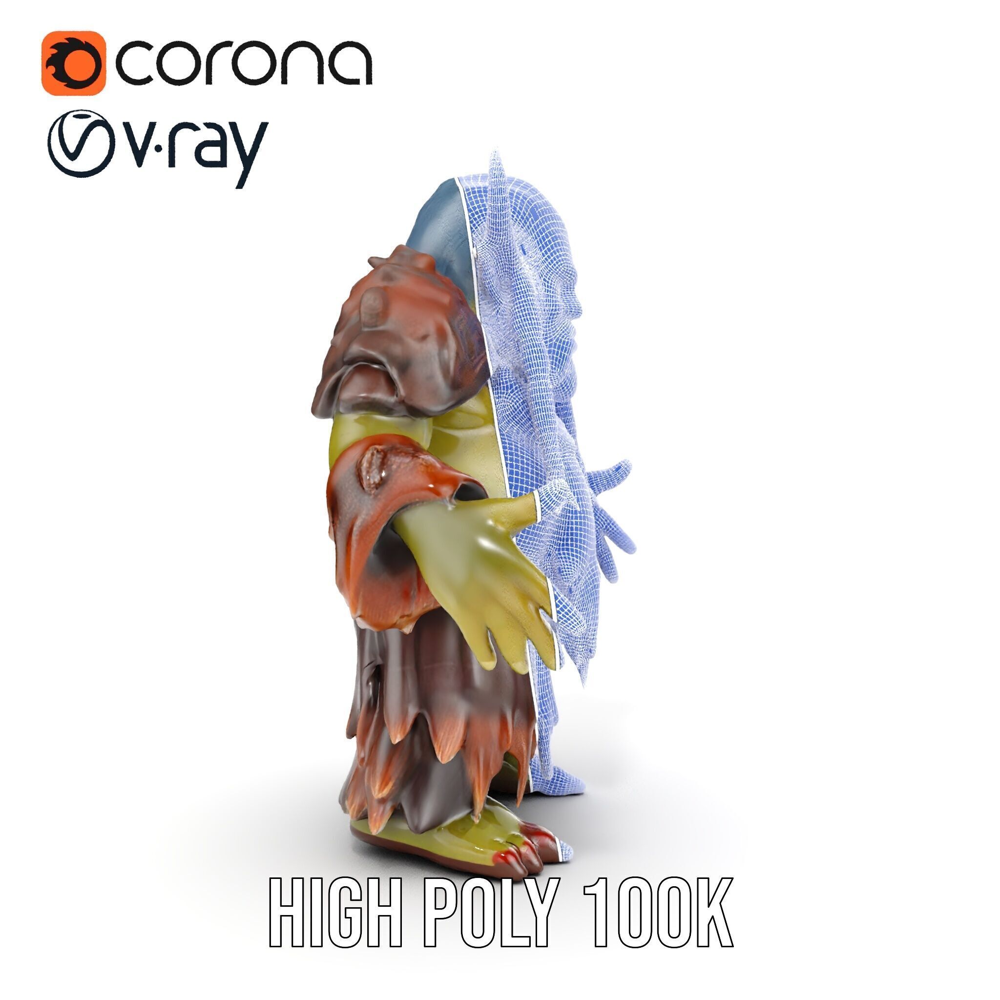 Elder Orc Warrior Rigged and Animated D Character Model Low-poly 3D model_40