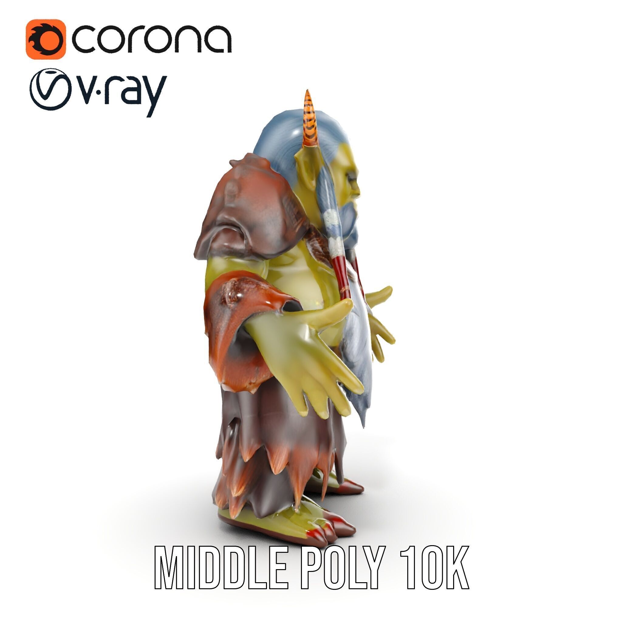 Elder Orc Warrior Rigged and Animated D Character Model Low-poly 3D model_15