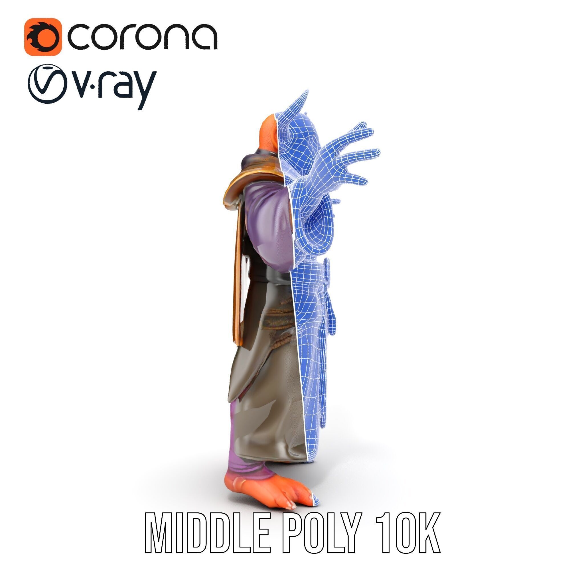 Horned Demon Sorcerer Character Rigged and Animated Low-poly 3D model_31