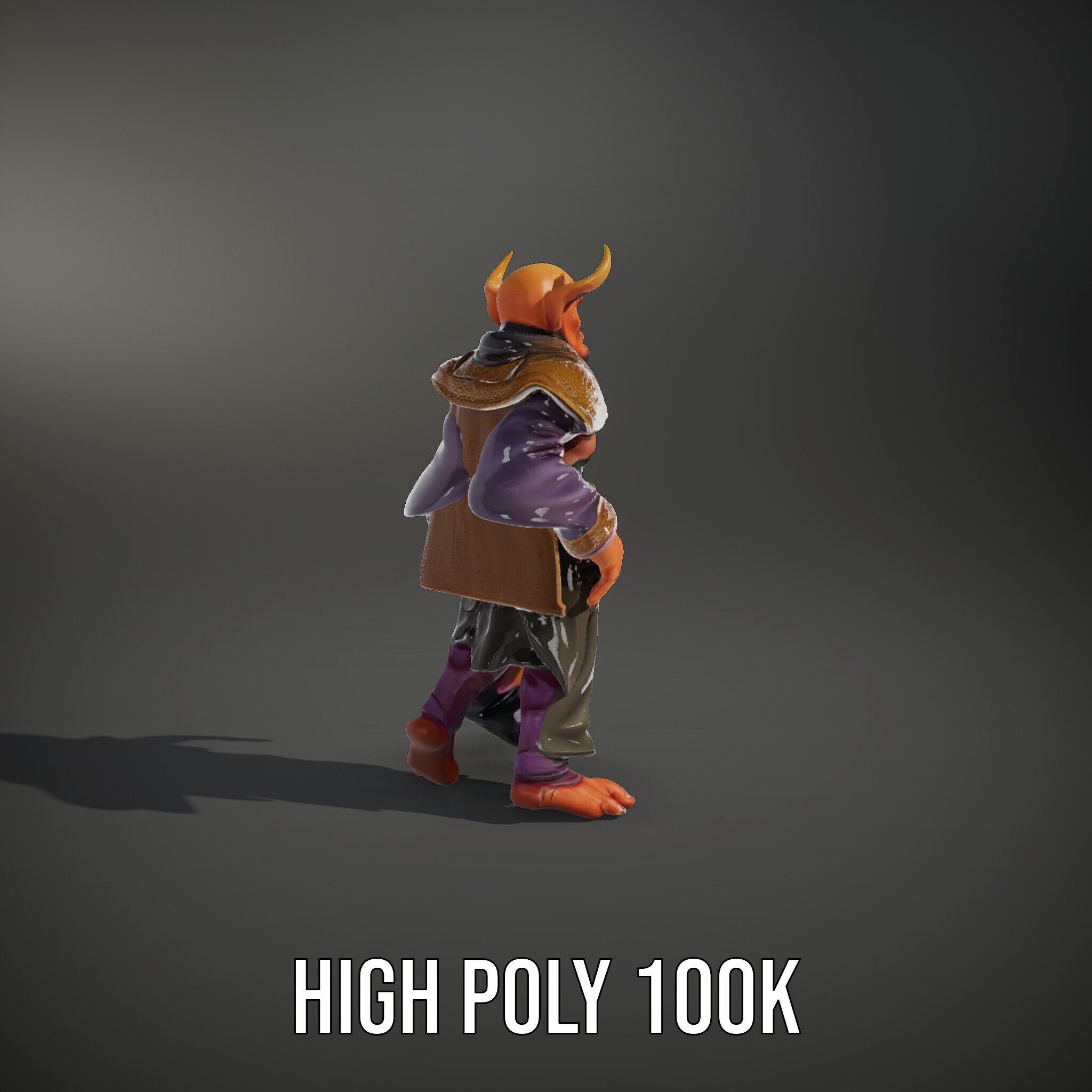 Horned Demon Sorcerer Character Rigged and Animated Low-poly 3D model_14