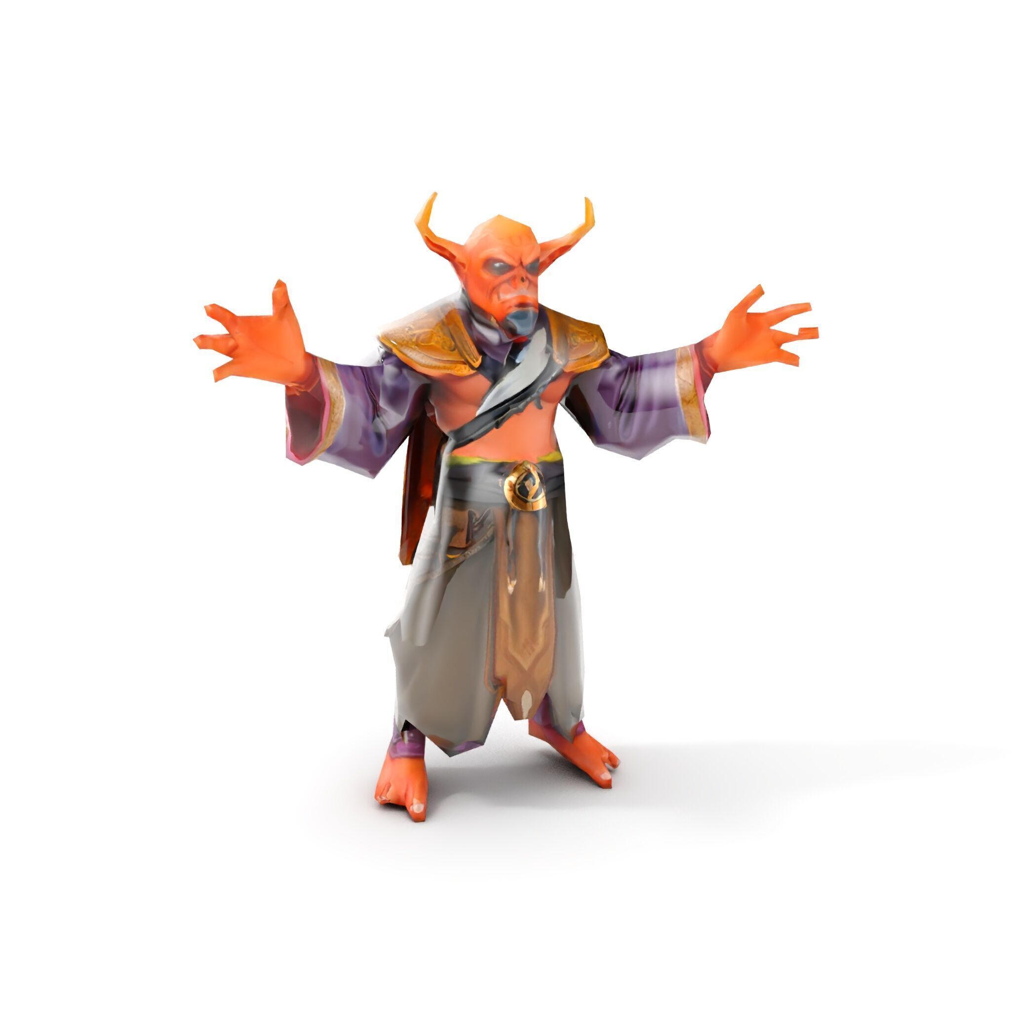 Horned Demon Sorcerer Character Rigged and Animated Low-poly 3D model_23