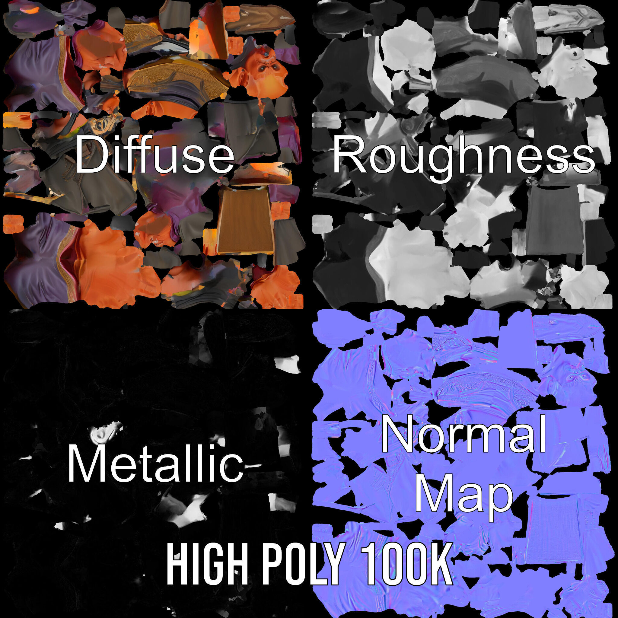 Horned Demon Sorcerer Character Rigged and Animated Low-poly 3D model_3