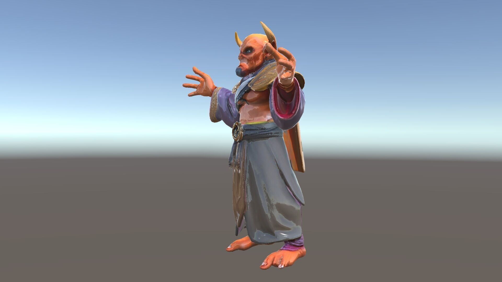 Horned Demon Sorcerer Character Rigged and Animated Low-poly 3D model_38