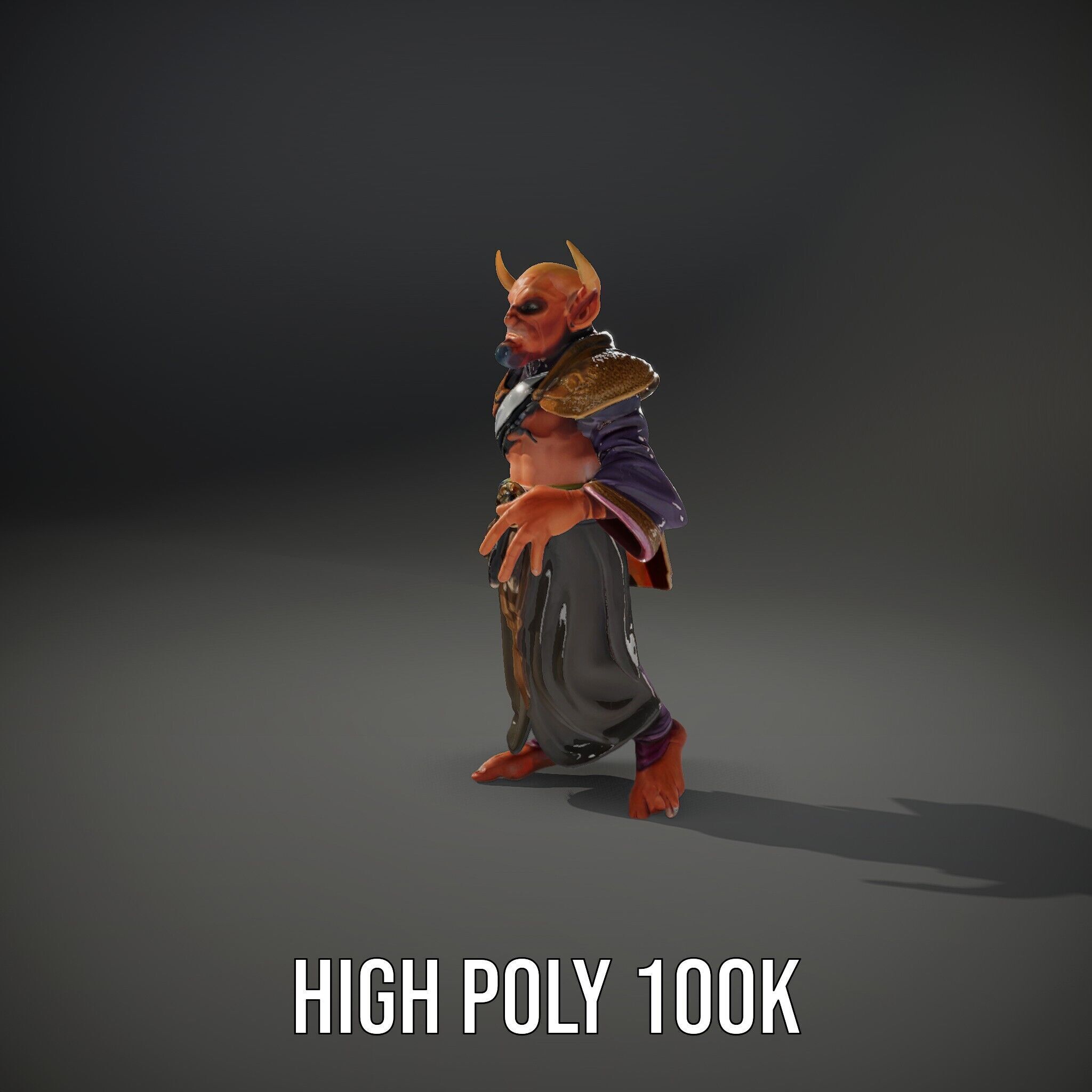 Horned Demon Sorcerer Character Rigged and Animated Low-poly 3D model_11