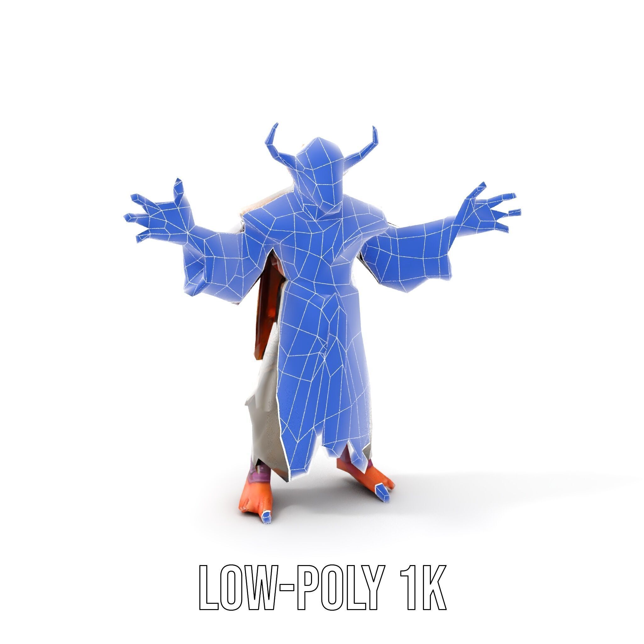 Horned Demon Sorcerer Character Rigged and Animated Low-poly 3D model_13
