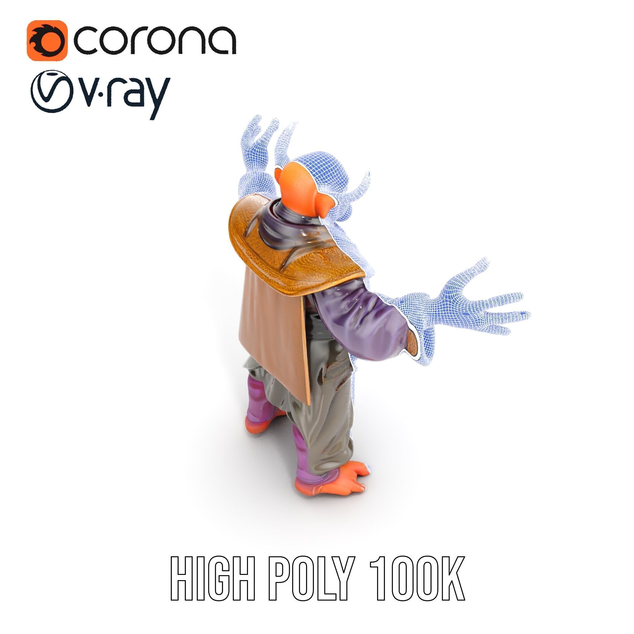 Horned Demon Sorcerer Character Rigged and Animated Low-poly 3D model_27