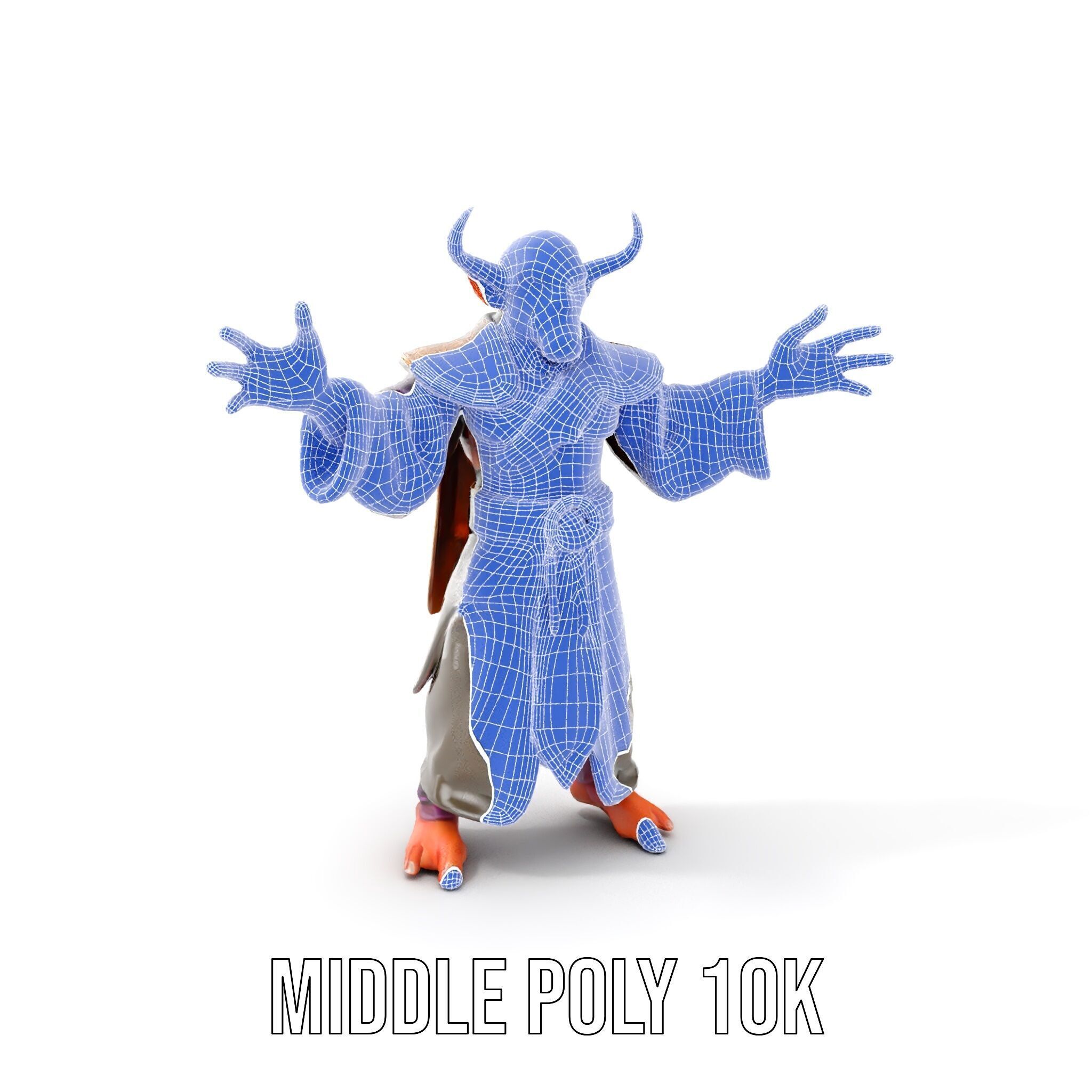 Horned Demon Sorcerer Character Rigged and Animated Low-poly 3D model_17