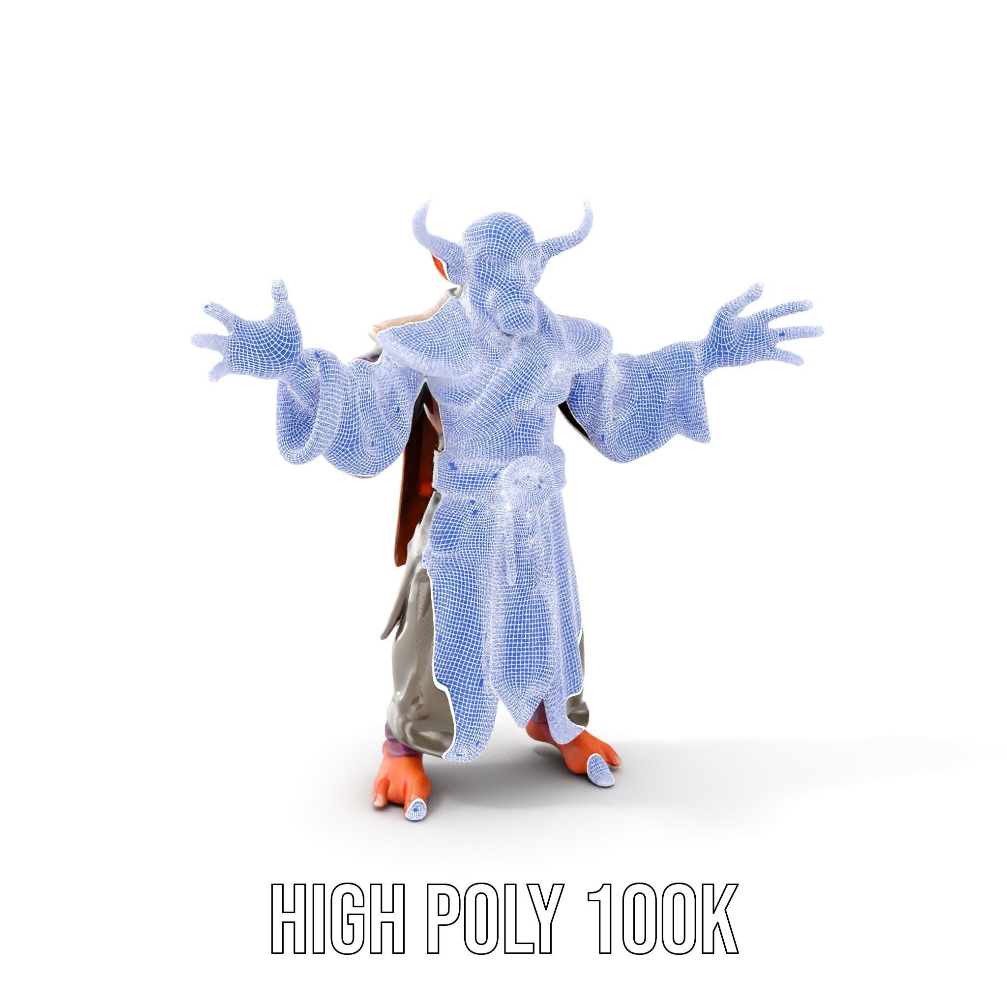 Horned Demon Sorcerer Character Rigged and Animated Low-poly 3D model_4