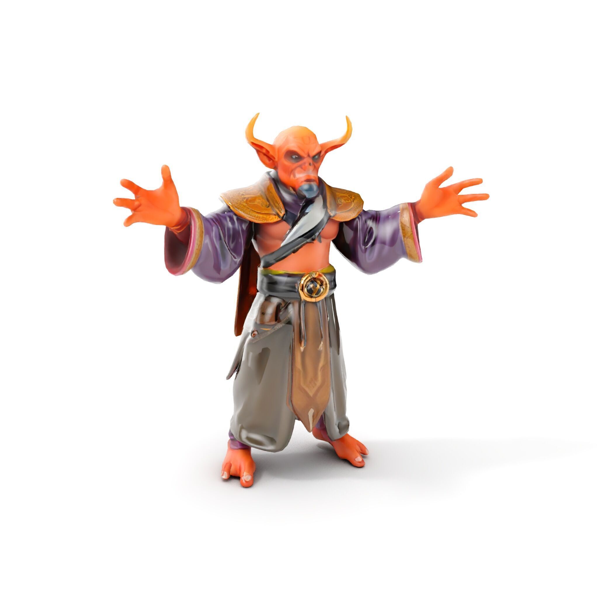 Horned Demon Sorcerer Character Rigged and Animated Low-poly 3D model_12